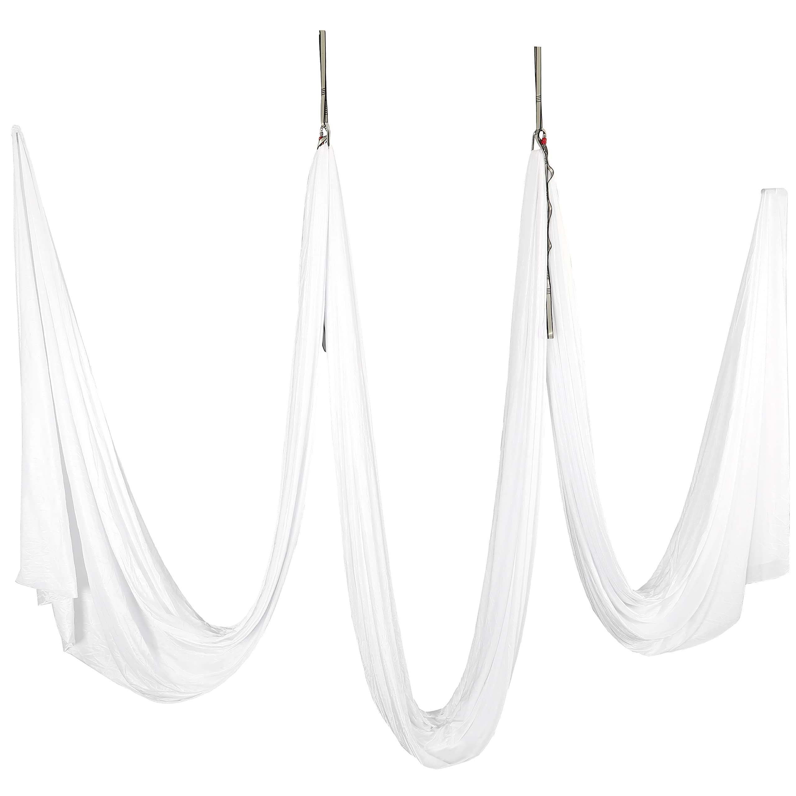 Kojem Aerial Yoga Silk Fabric Swing Kit - 6.6/13.1 Yards White Nylon Fabric for Fitness, Inversions, Flexibility & Core Strength - Perfect for Home Yoga Practice, Dance Training and Aerial Arts Performance