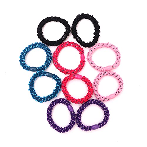Honbon Neon Hair Bands - Pack of 10 Colorful Stretch Cotton Hair Ties for Women & Girls - Perfect for Sports, Workouts, School and Everyday Use