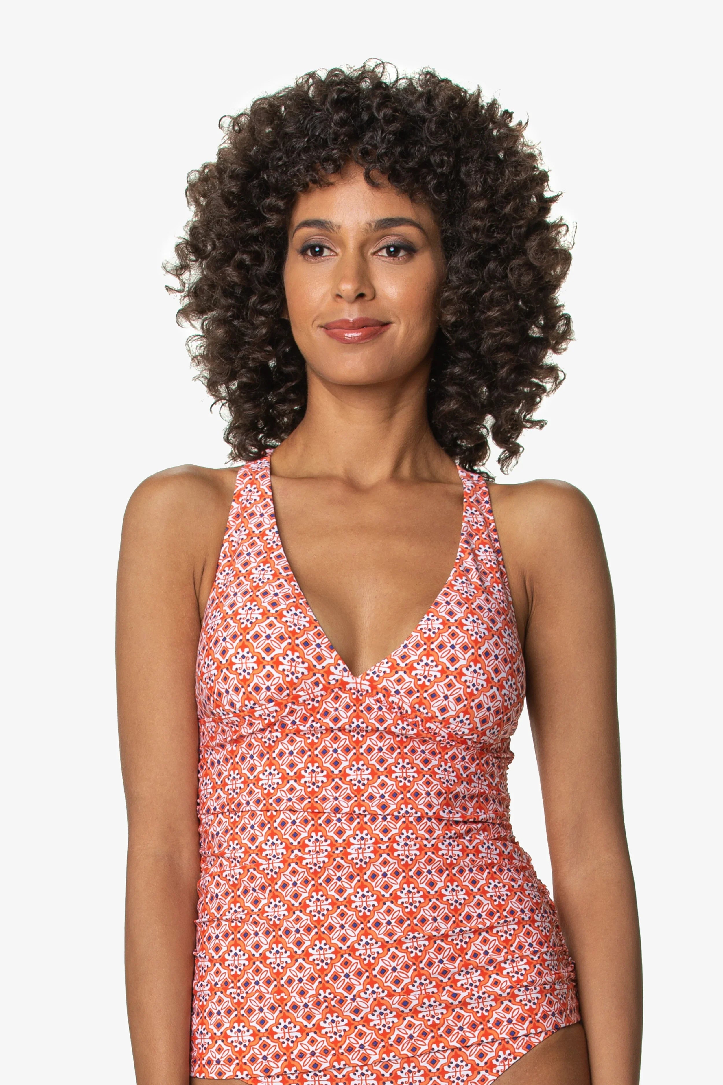 Heritage Tile Coral Convertible Tankini Top & Bottom Set - Swimwear for Women, Adjustable Straps, UPF 50+ Sun Protection - Perfect for Beach, Pool & Vacation
