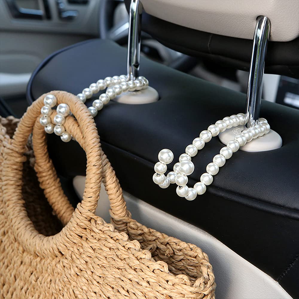 2Pcs Car Seat Headrest Hooks - Premium Car Organizer Hangers for Purses, Grocery Bags & Accessories - Space Saving Backseat Storage Solution for Road Trips, Shopping & Daily Commute
