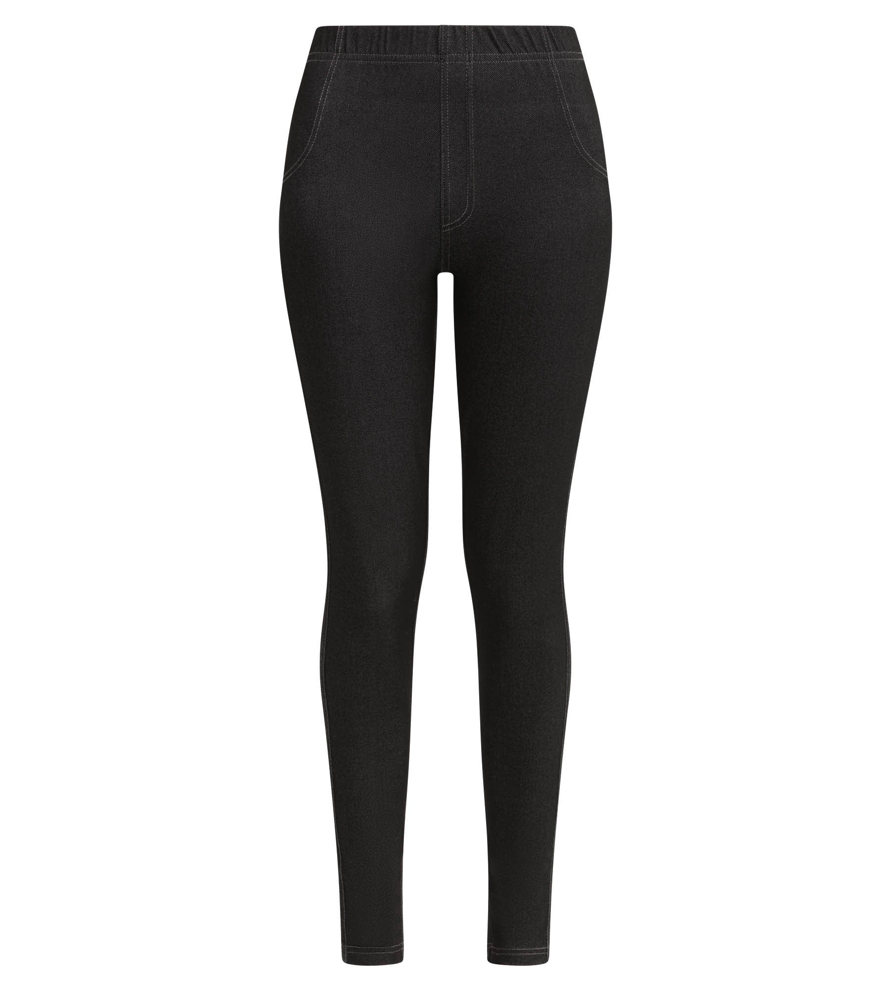 Black High Waist Jean Effect Leggings for Women with Pockets - Comfortable & Stretchy - Perfect for Yoga, Workout, Running & Casual Wear