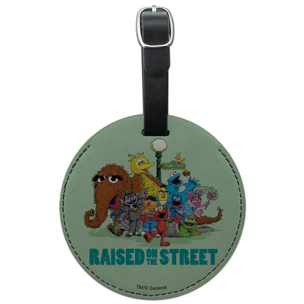 Sesame Street Round Leather Luggage Tag - Carry-On ID Tag for Travel Bags - Perfect for Kids Suitcases, Backpacks & Travel Accessories