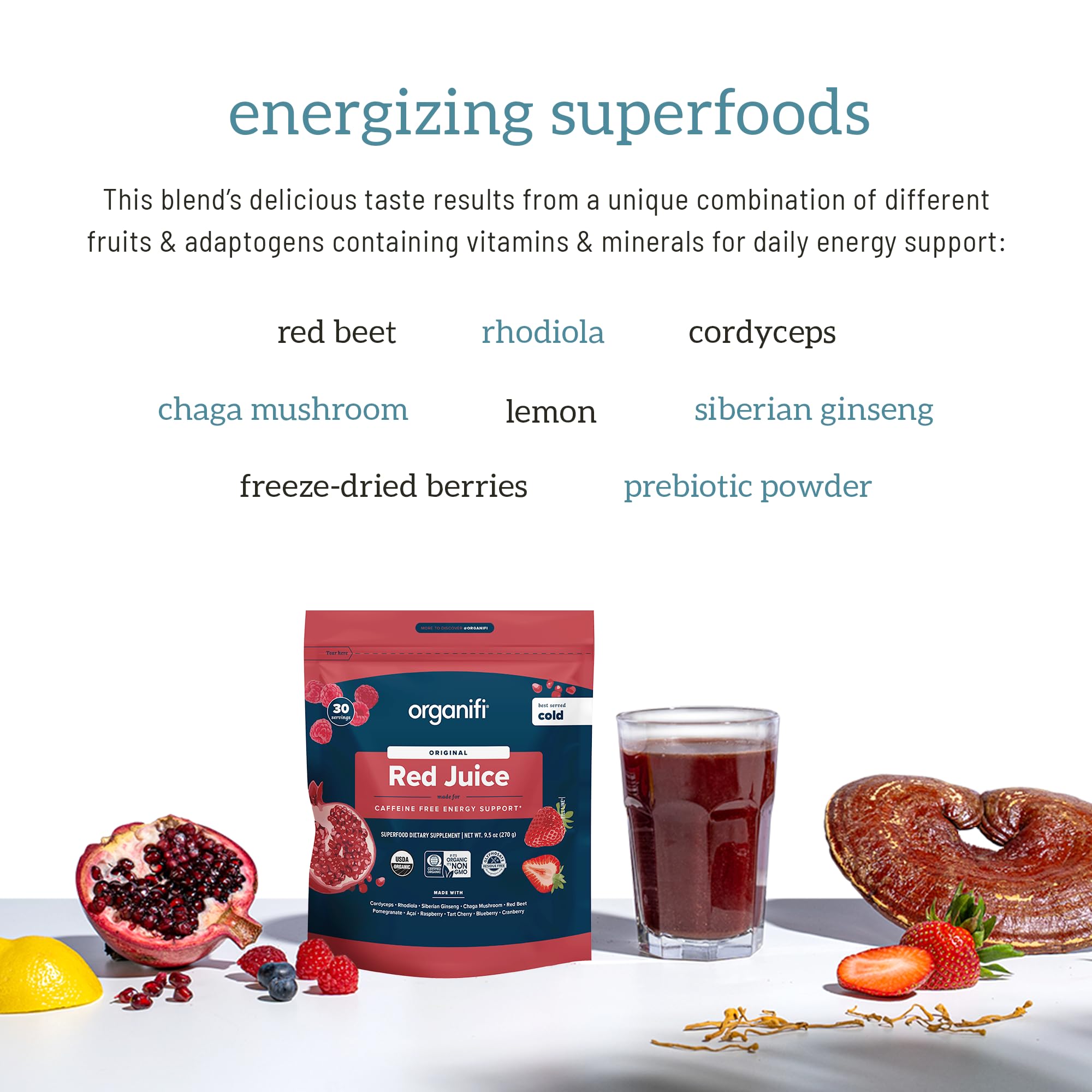 Organifi Red Juice Superfood Powder - Antioxidant Energy Booster for Digestion & Immune Support, 90 Servings | Combat Afternoon Slump, Enhance Vitality for Busy Lifestyles & Workouts
