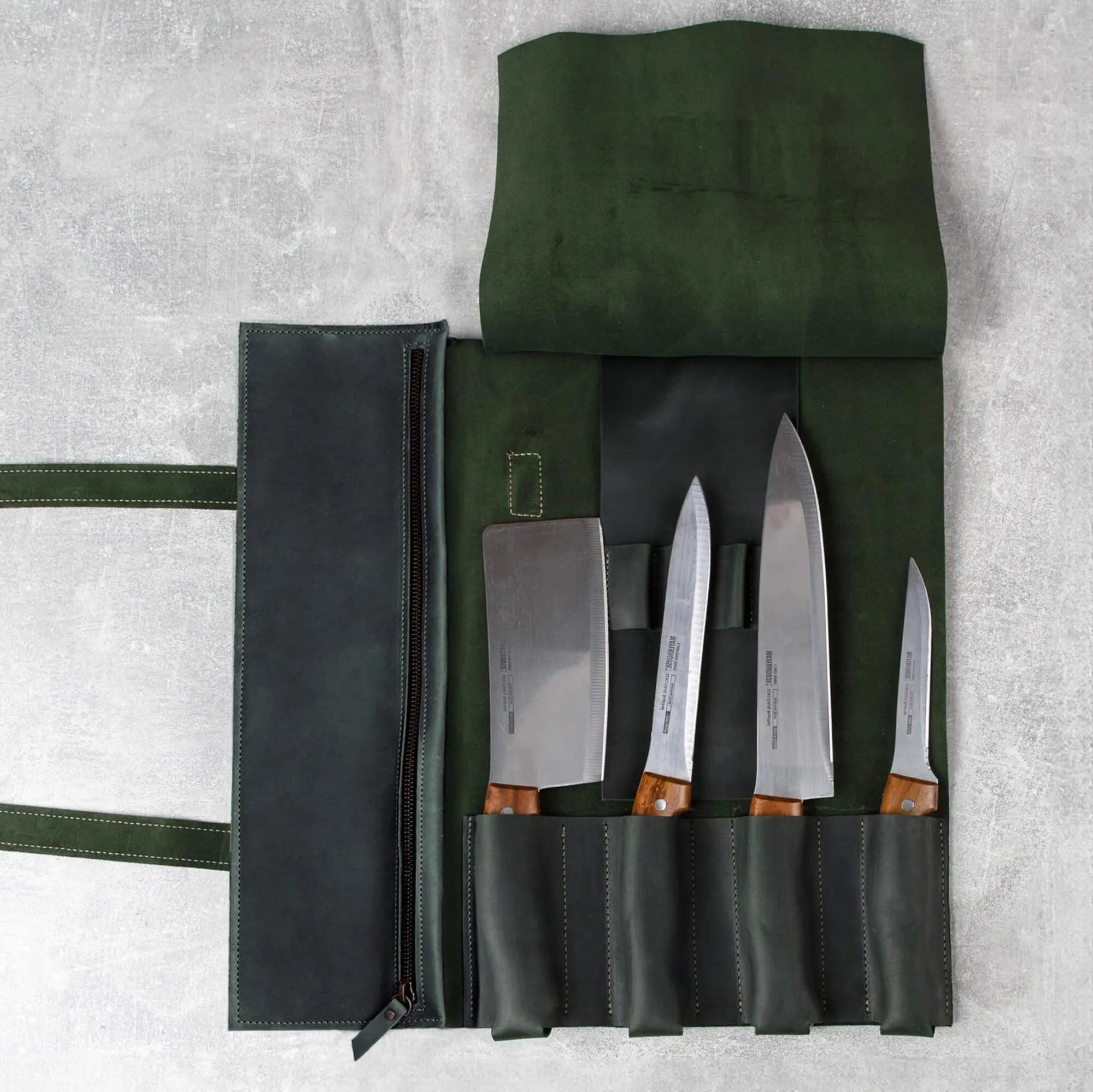 Premium Leather Knife Roll for Chefs & Butchers - Durable Professional Knife Storage Case with 12 Slots - Perfect for Kitchen, Camping & Culinary Gifts