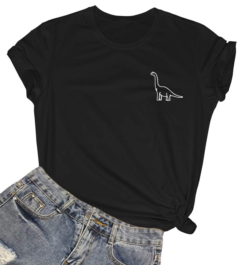 ROSEPARK Women's Cute Dinosaur Print T-Shirt - Funny Graphic Tee for Teen Girls | Casual Outfit, Streetwear, School, Party & Everyday Wear