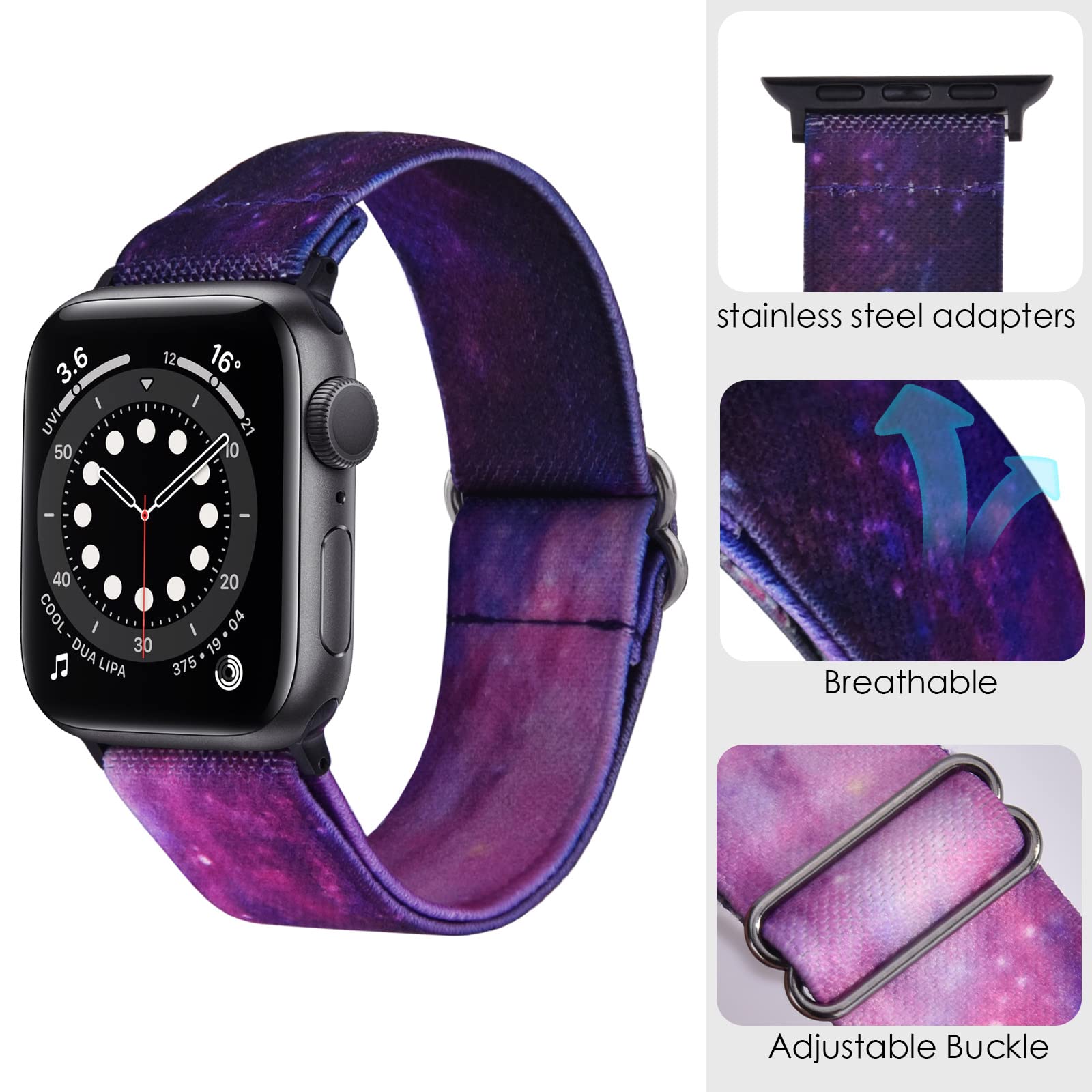 MOFREE Beaded Stretch Bracelet Compatible with Apple Watch 40mm/38mm/41mm (Series 7/SE/6/5/4/3/2/1) - Handmade Elastic Fashion Band for Women - Perfect for Workouts, Office Wear & Casual Outfits