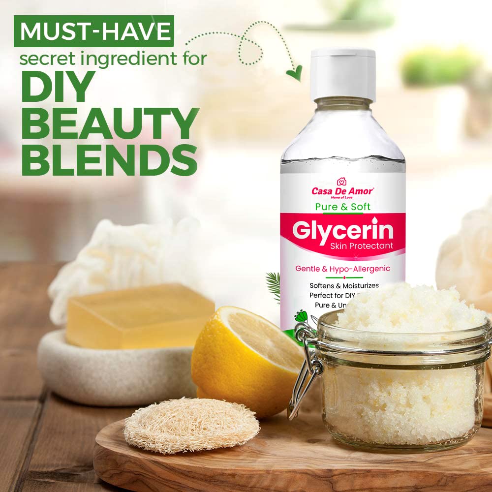Pure Glycerin Liquid for Skin Care - 300ml Moisturizing & Softening Solution - Hydrates Dry Skin, Face & Body - Ideal for DIY Beauty, Soap Making & Hair Care