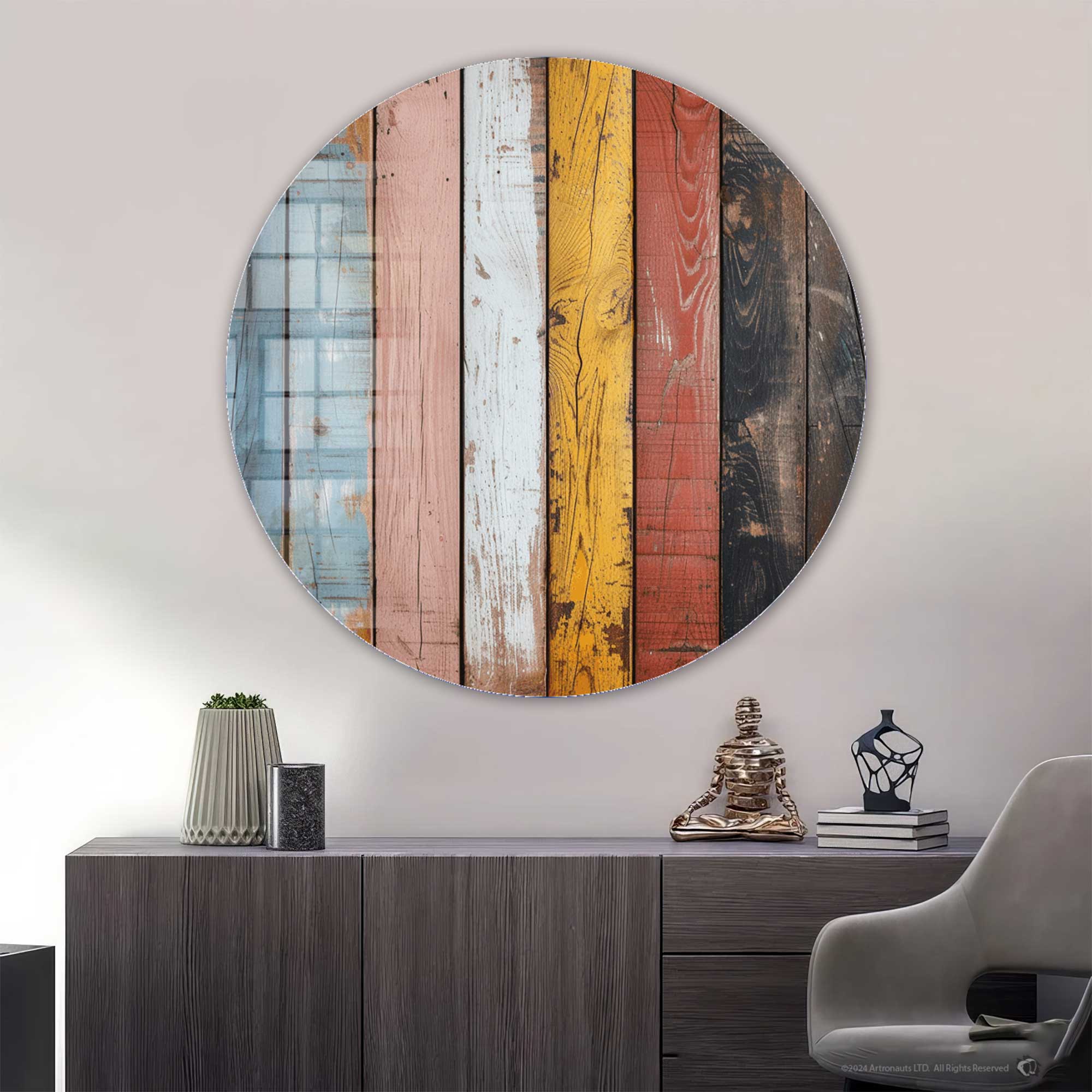 Rustic Woods Rounded Glass Wall Art - Handmade Home Decor for Living Room, Bedroom & Office - Perfect for Farmhouse, Modern & Boho Style Interiors