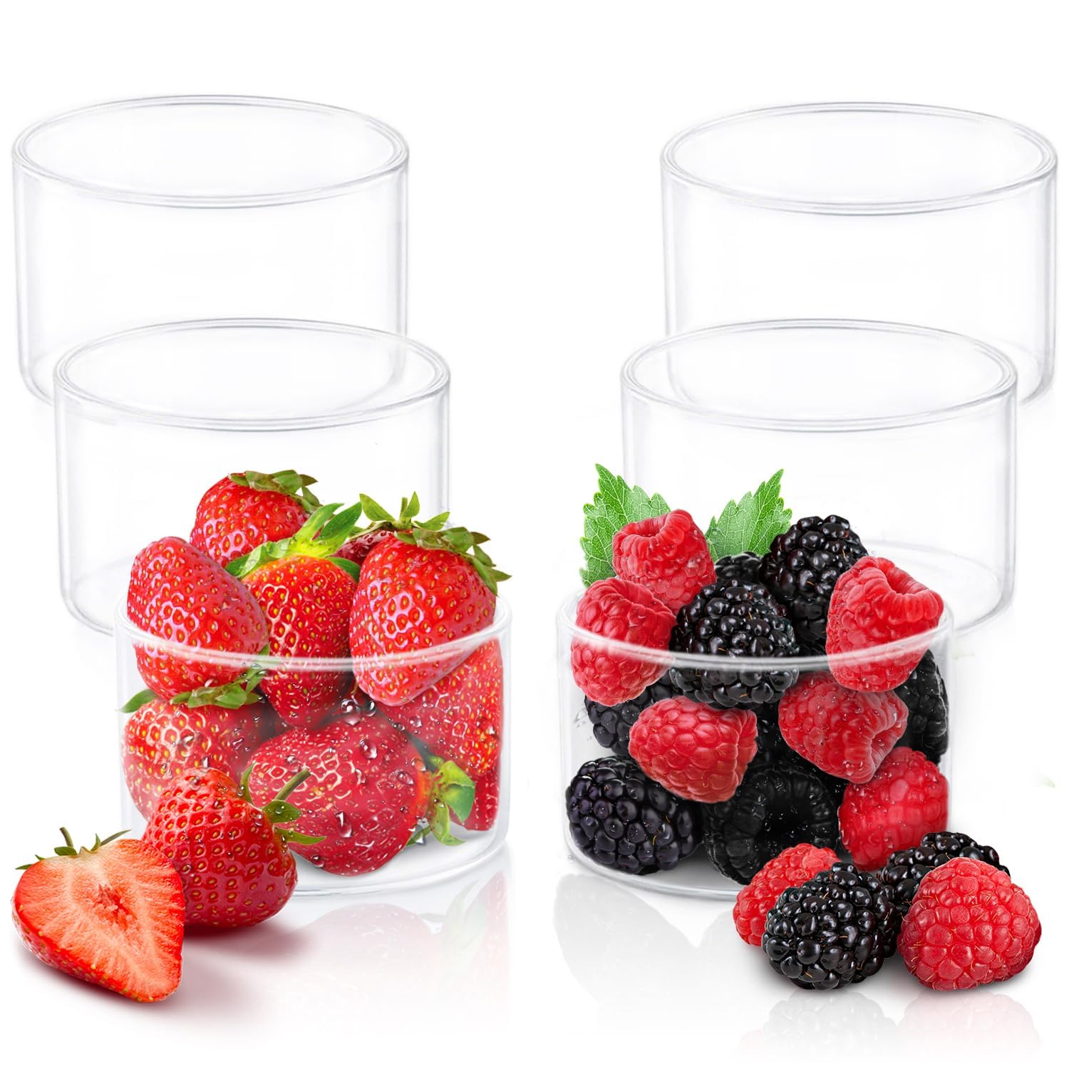 6-Piece Borosilicate Glass Dessert Bowls Set (3.5 Oz) - Oven, Microwave & Dishwasher Safe Mini Ramekins for Baking, Serving Dips, Sauces, Yogurt & Ice Cream - Perfect for Parties, Entertaining & Everyday Kitchen Use