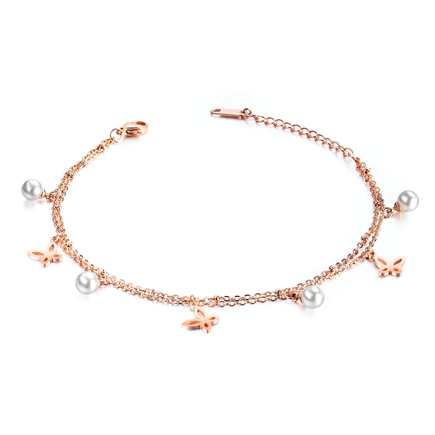 Elegant Rose Gold Plated Ankle Bracelet for Women & Girls - Dainty Layered Boho Anklet for Summer Beach Wear, Casual Outfits & Foot Jewelry