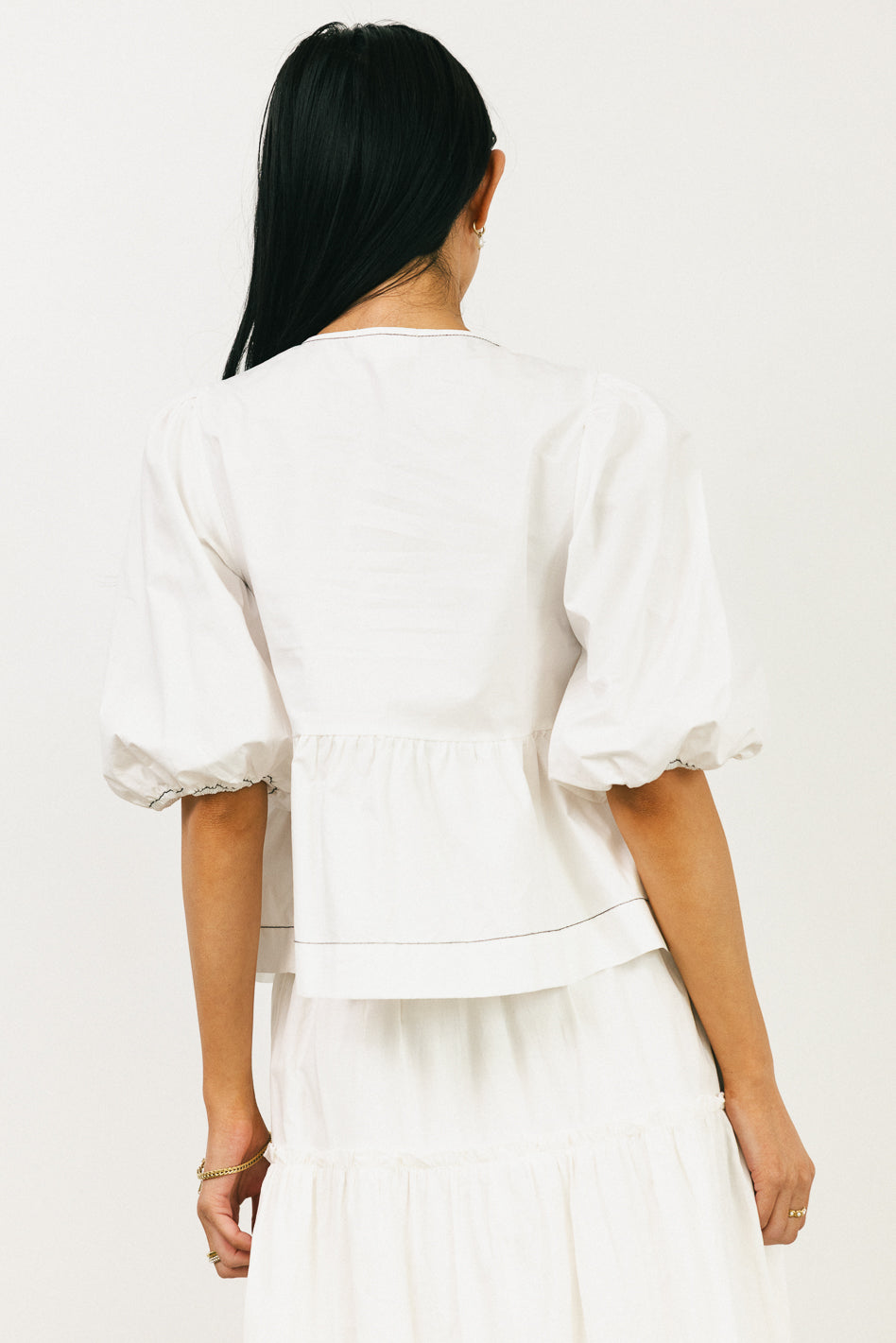 Elvie Peplum Tie Blouse for Women - White Flowy Tunic Top with Bow Detail | Perfect for Office, Date Night & Special Occasions
