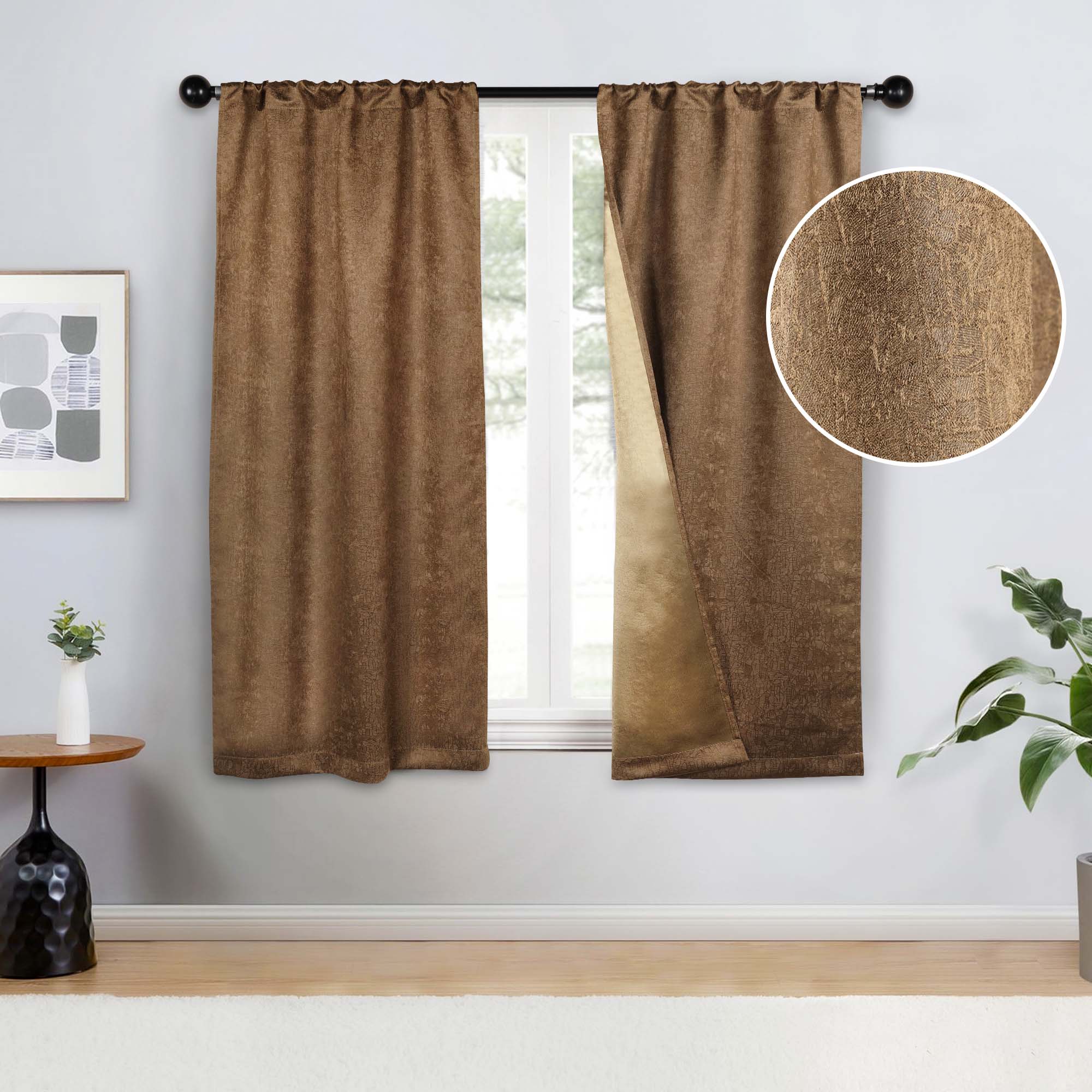Blackout Curtains Set of 2 Panels - Senna Textured Window Drapes for Bedroom & Living Room, Noise Reducing & Thermal Insulated Room Darkening Curtains for Better Sleep