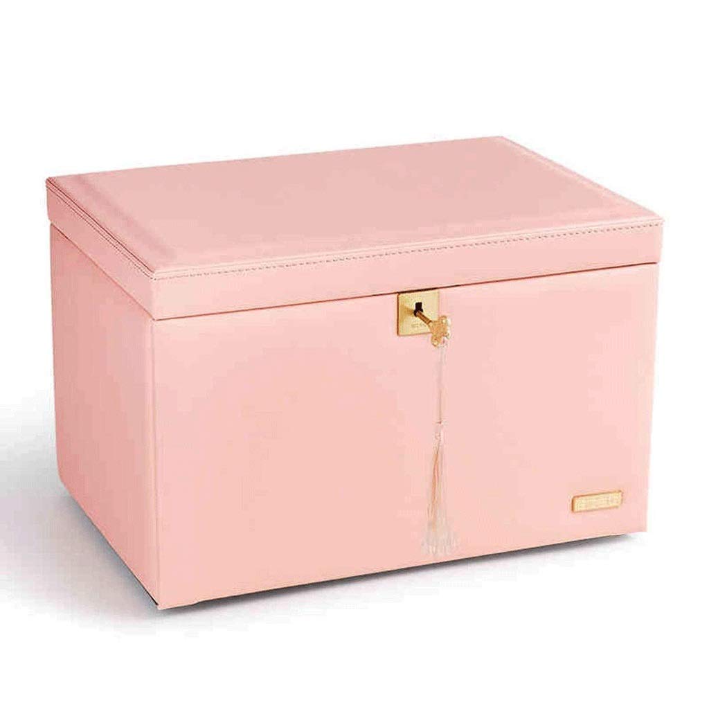 Vintage Pink Cross Pattern Faux Leather Jewelry Box - Medium Jewelry Organizer for Women, Perfect Gift for Birthdays, Anniversaries & Travel Accessories Storage