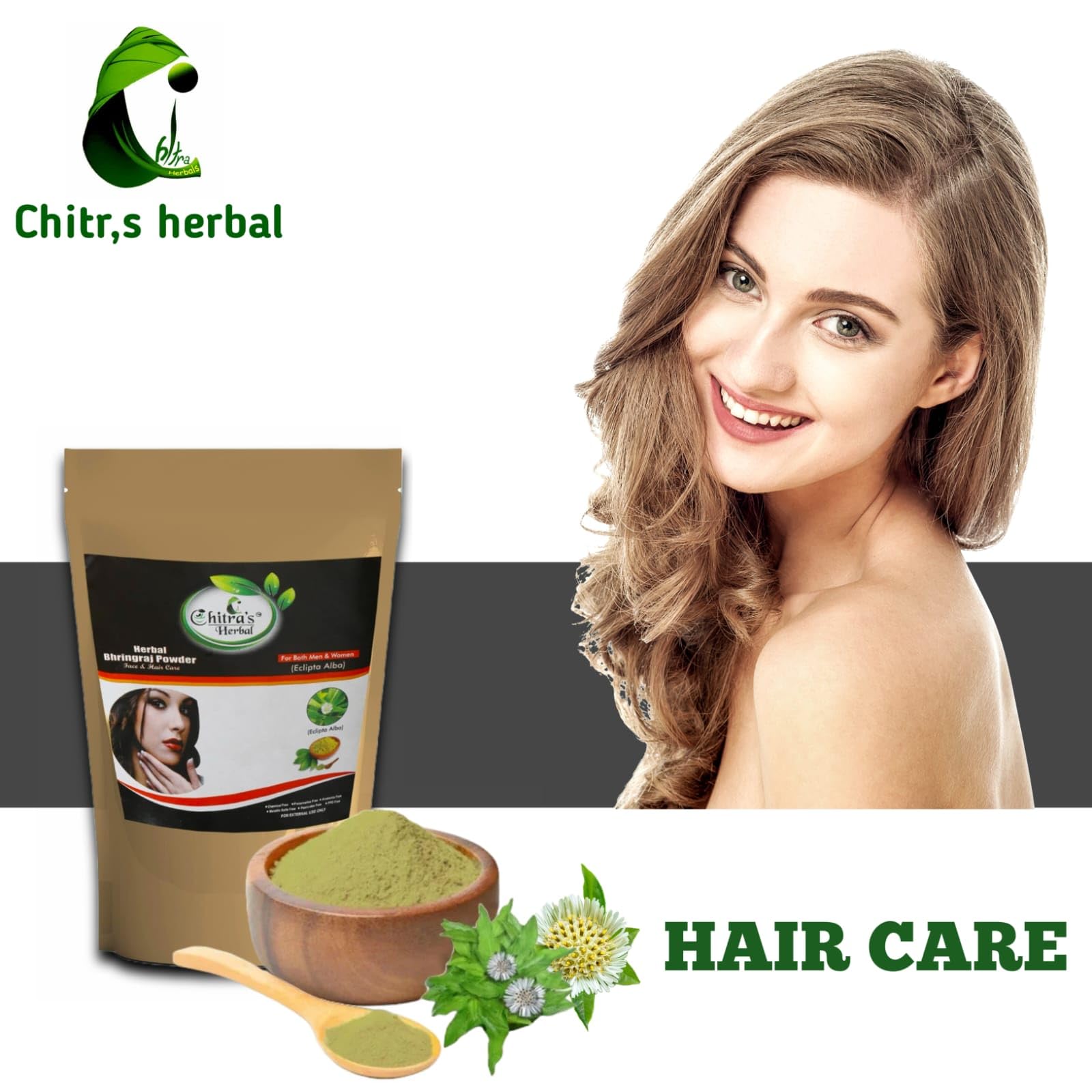 Chitra's Herbal Hair Care - Bhringraj & Hibiscus Powder Combo for Hair Growth & Nourishment (2-Pack) | Natural Ayurvedic Treatment for Dry, Damaged Hair & Scalp Health | Perfect for DIY Hair Masks & Herbal Hair Care Routines