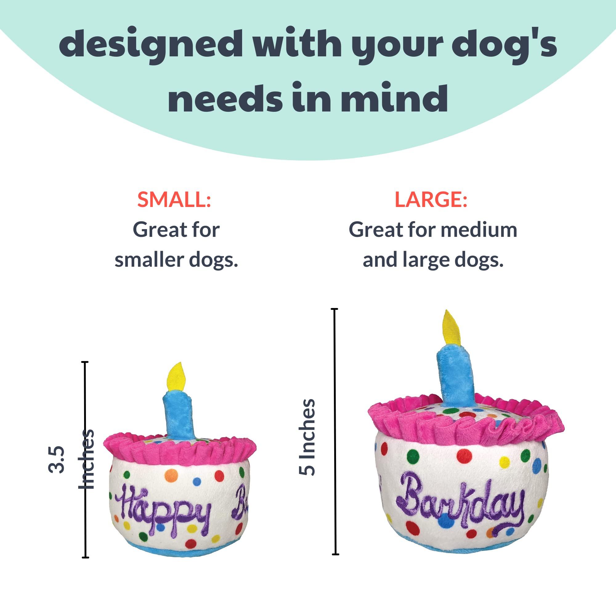 Happy Barkday Cake Plush Dog Toy with Squeaker - Large Birthday Gift for Dogs | Fun Interactive Playtime & Celebration Treat for Your Pup's Special Day