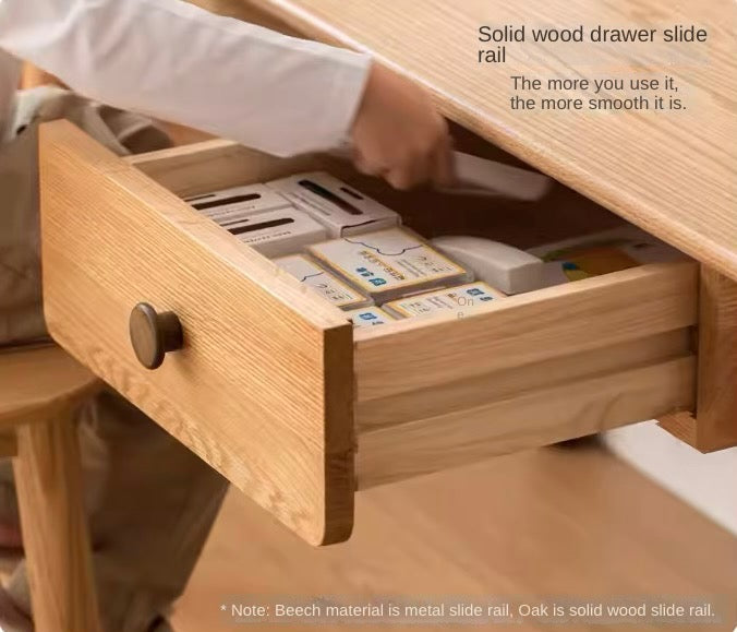 Solid Oak Adjustable Study Desk for Kids - Sturdy Kraft Table with Height Adjustment - Perfect for Homework, Drawing & Online Learning