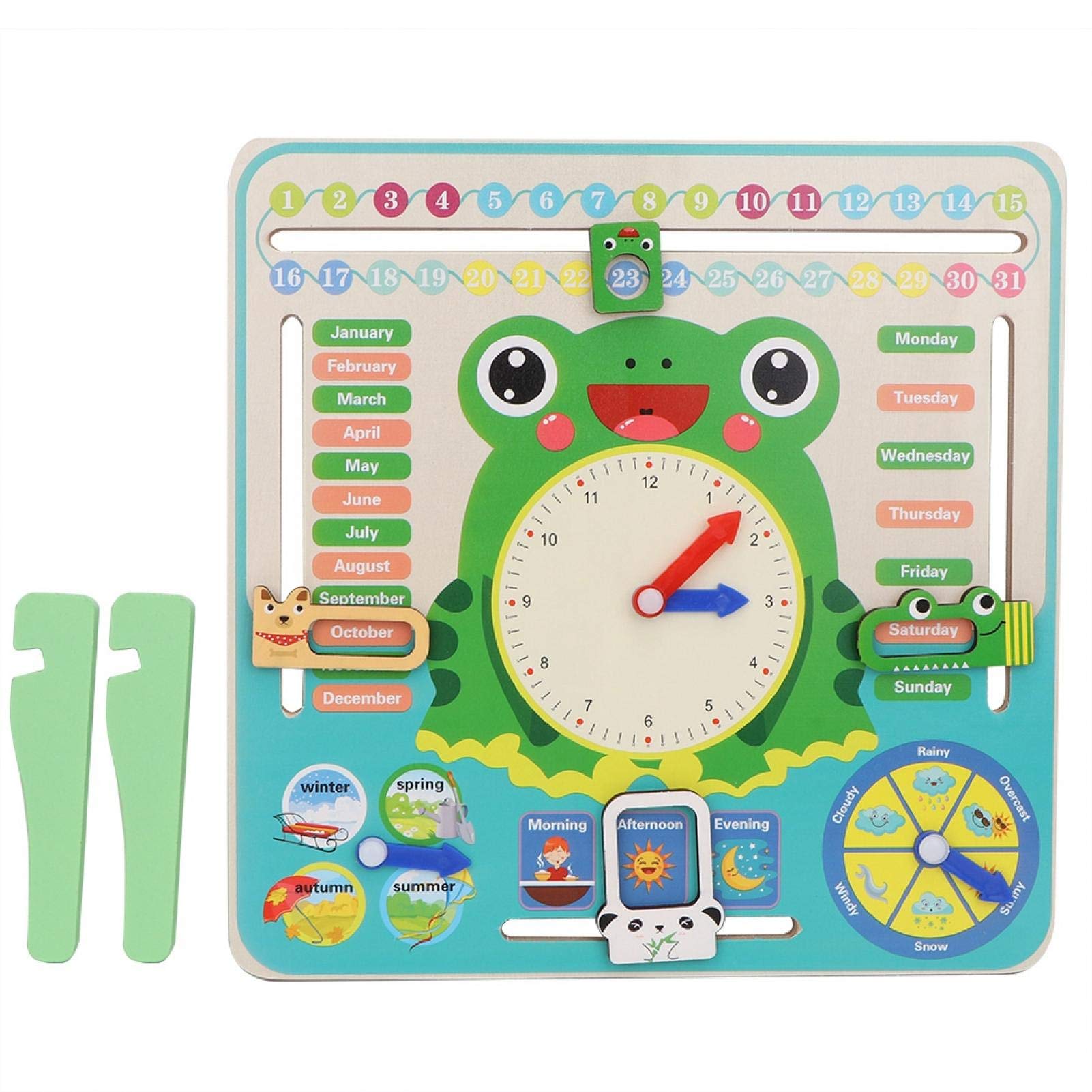 Biitfuu Wooden Educational Calendar Clock Toy for Toddlers - Multifunctional Learning Toy for Kids, Perfect for Preschool Learning & Daily Routine Practice at Home or Classroom