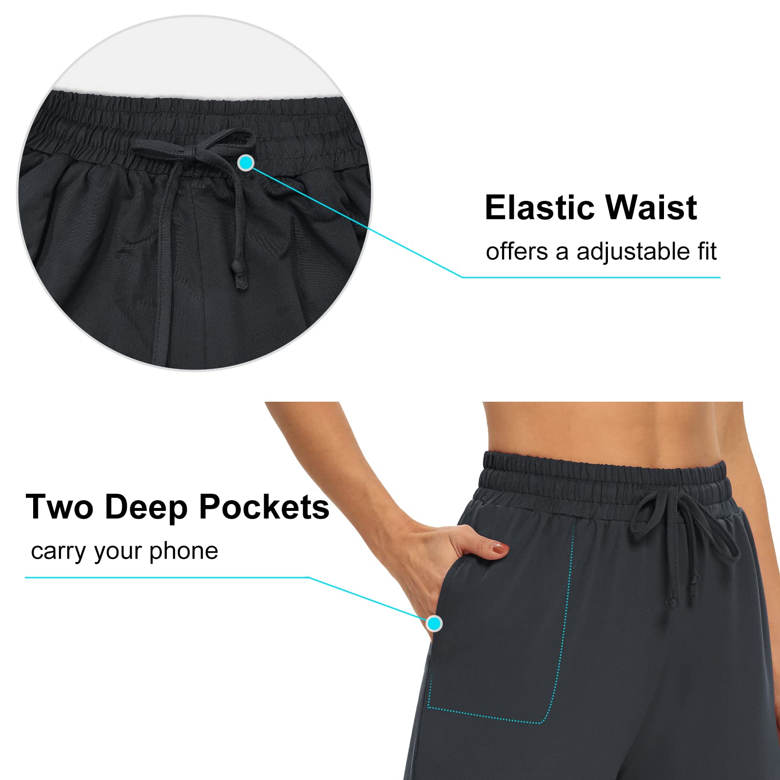 DIBAOLONG Women's Capri Pants - Loose Yoga Pants with Wide Leg, Drawstring & Pockets - Comfy Lounge Pajama Sweatpants for Yoga, Workout, Travel & Home Relaxation