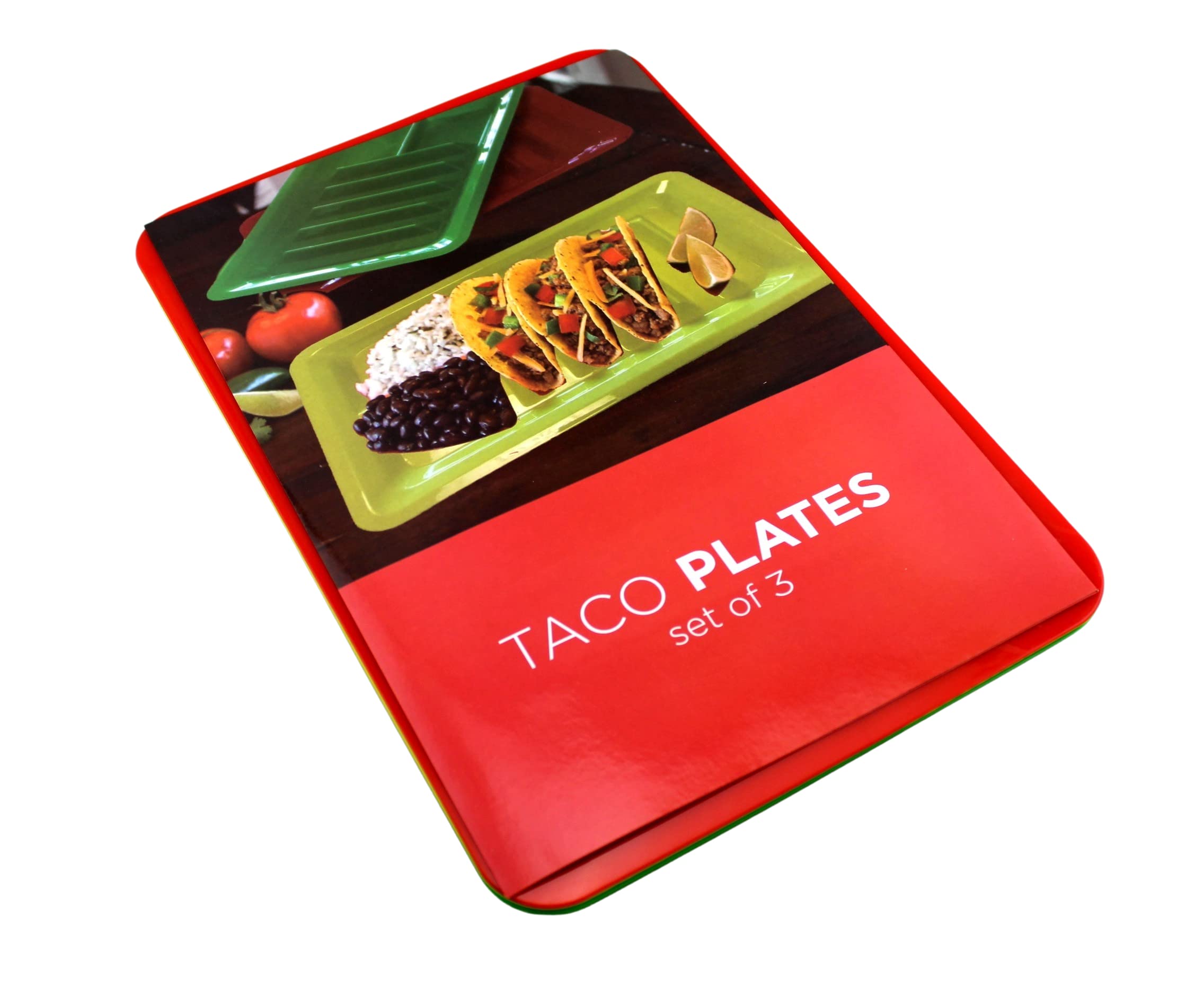 3-Piece Taco Holder Stand Set - Colorful Plastic Taco Plate Dividers for Serving (Rectangle) - Perfect for Taco Tuesday, Parties & Mexican-Themed Events