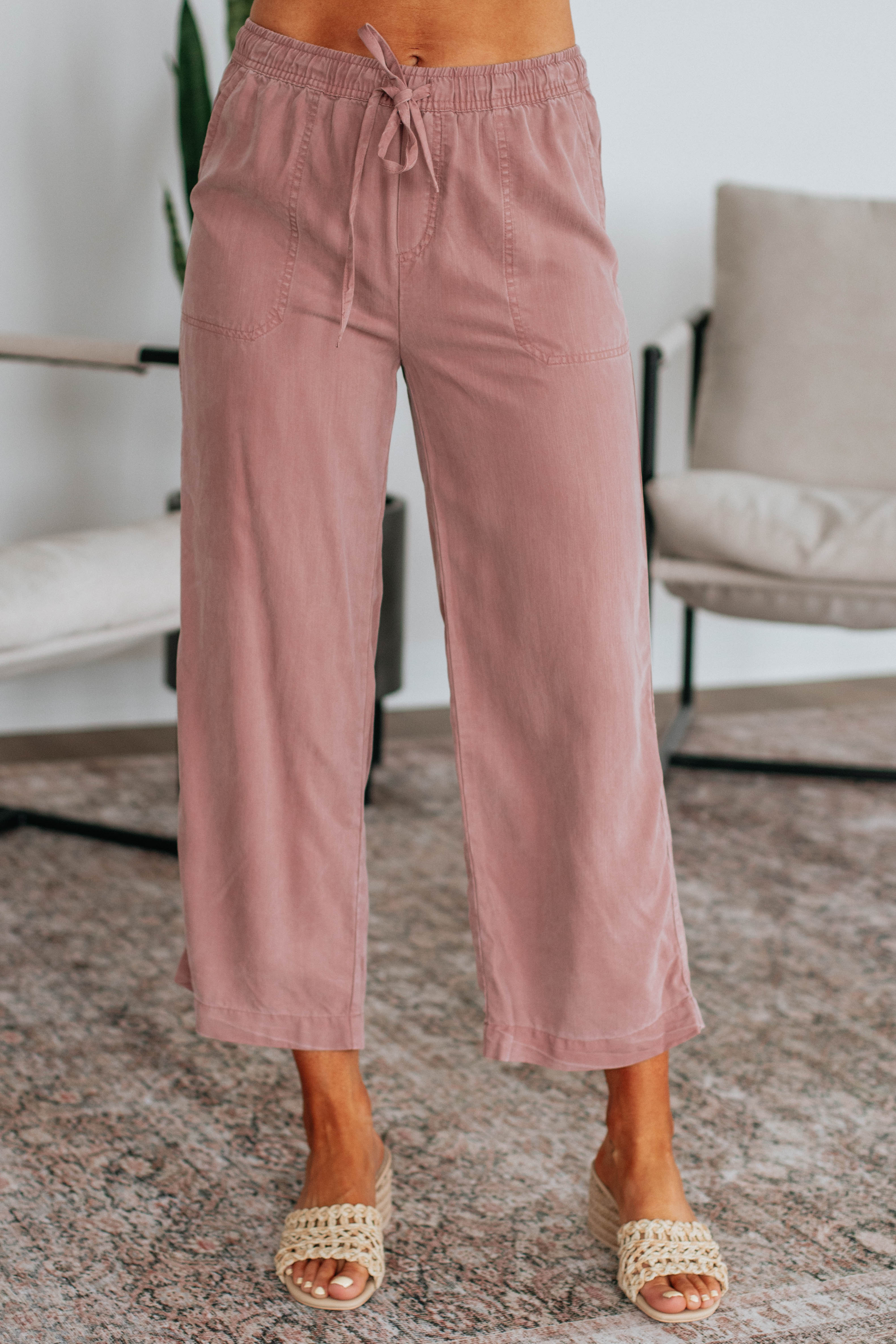Duncan Casual Pants for Women - Soft Mauve Trousers with Comfortable Elastic Waist | Perfect for Work, Travel & Everyday Wear