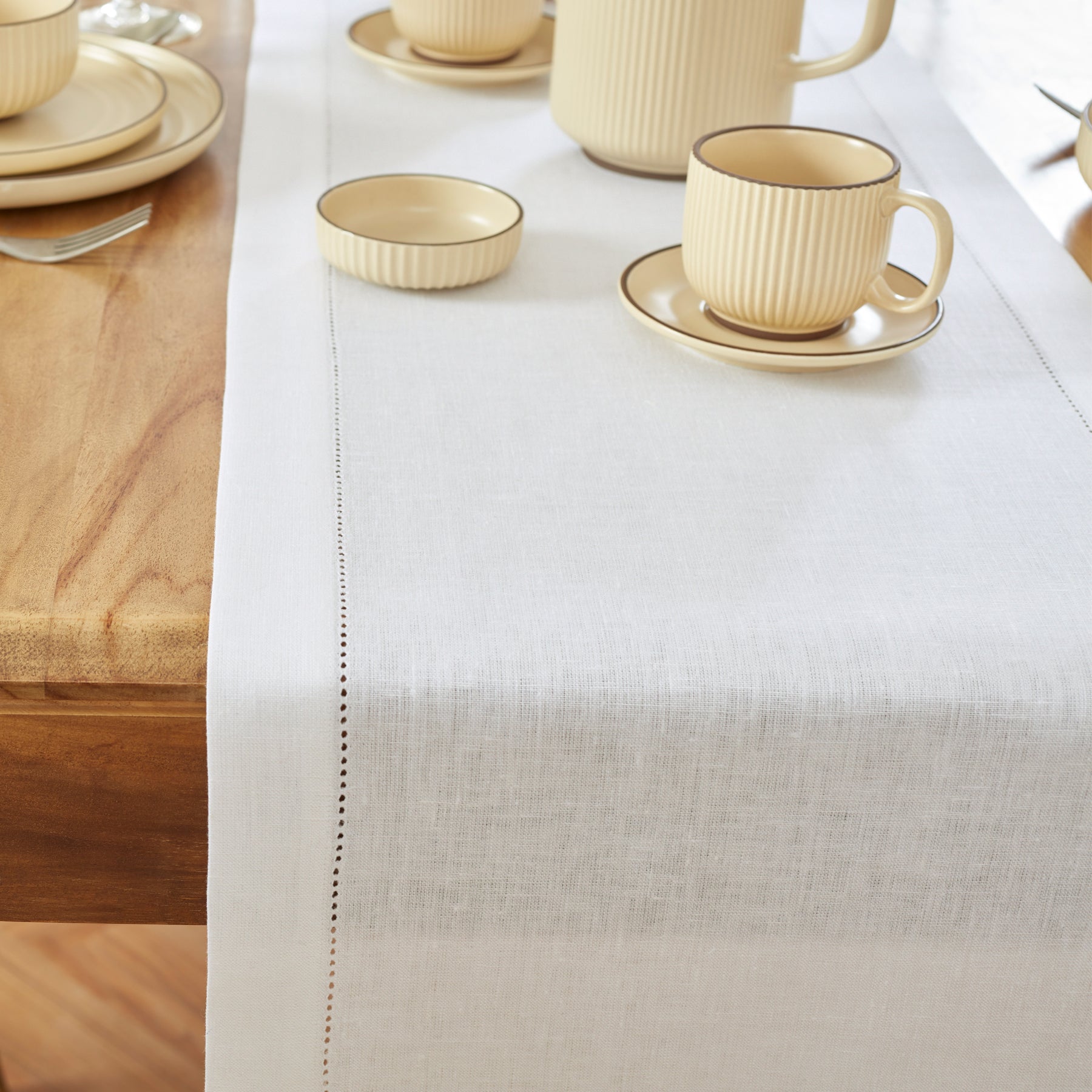 Elegant Medium Weight Hemstitch Table Runner - Perfect for Dining Table Decor, Wedding Centerpieces & Holiday Home Decor