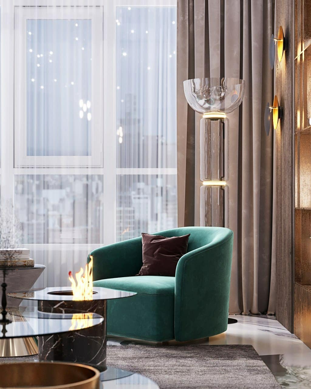 Modern Bamboo Glass Floor Lamp - Elegant Home Lighting for Living Room, Bedroom & Office - Perfect for Reading, Relaxing & Decor