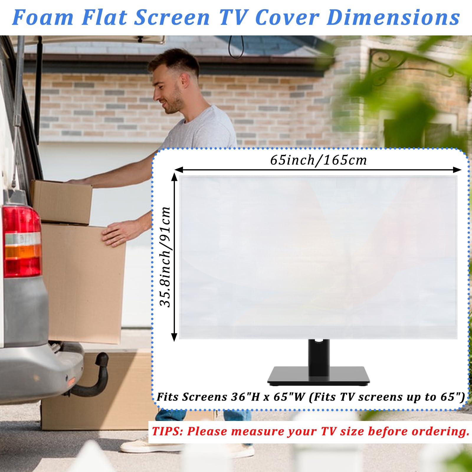 4 Pack Foam Flat Screen TV Covers for Moving - Protective Covers Fits 36