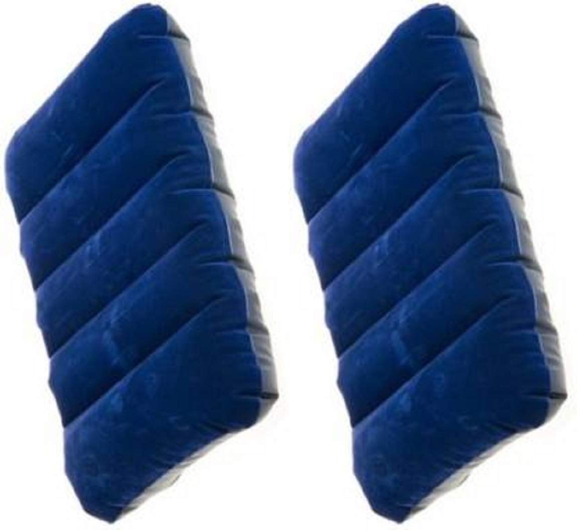 Liznoriz Inflatable Travel Pillow - Soft Velvet Neck Pillow for Airplane, Car & Camping - Blue (Pack of 1) - Perfect for Long Flights, Road Trips & Outdoor Adventures