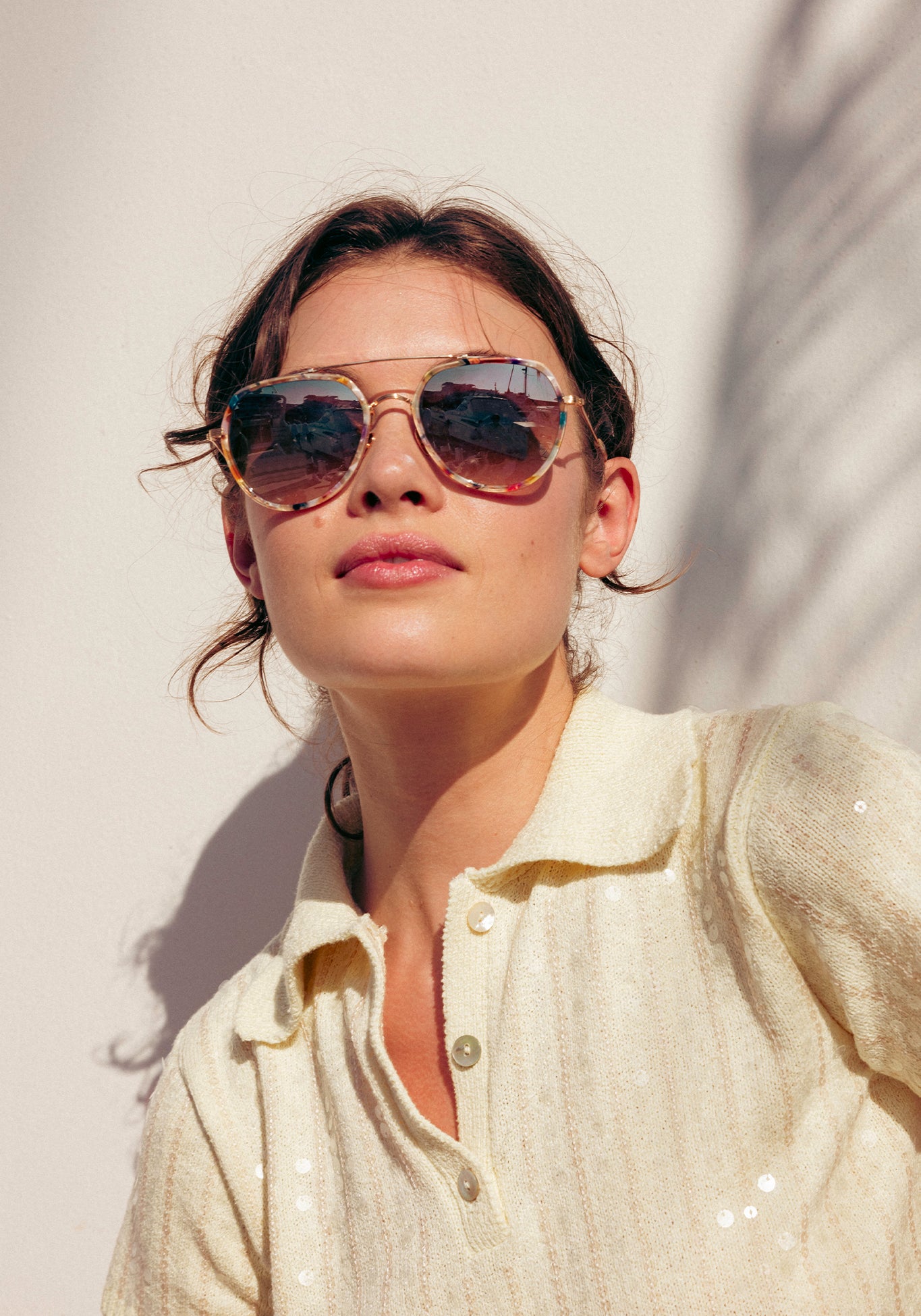 BAKER 18K Gold Plated Titanium Sunglasses with Mirrored Gelato Lenses - Stylish UV Protection for Outdoor Activities, Beach, and Driving