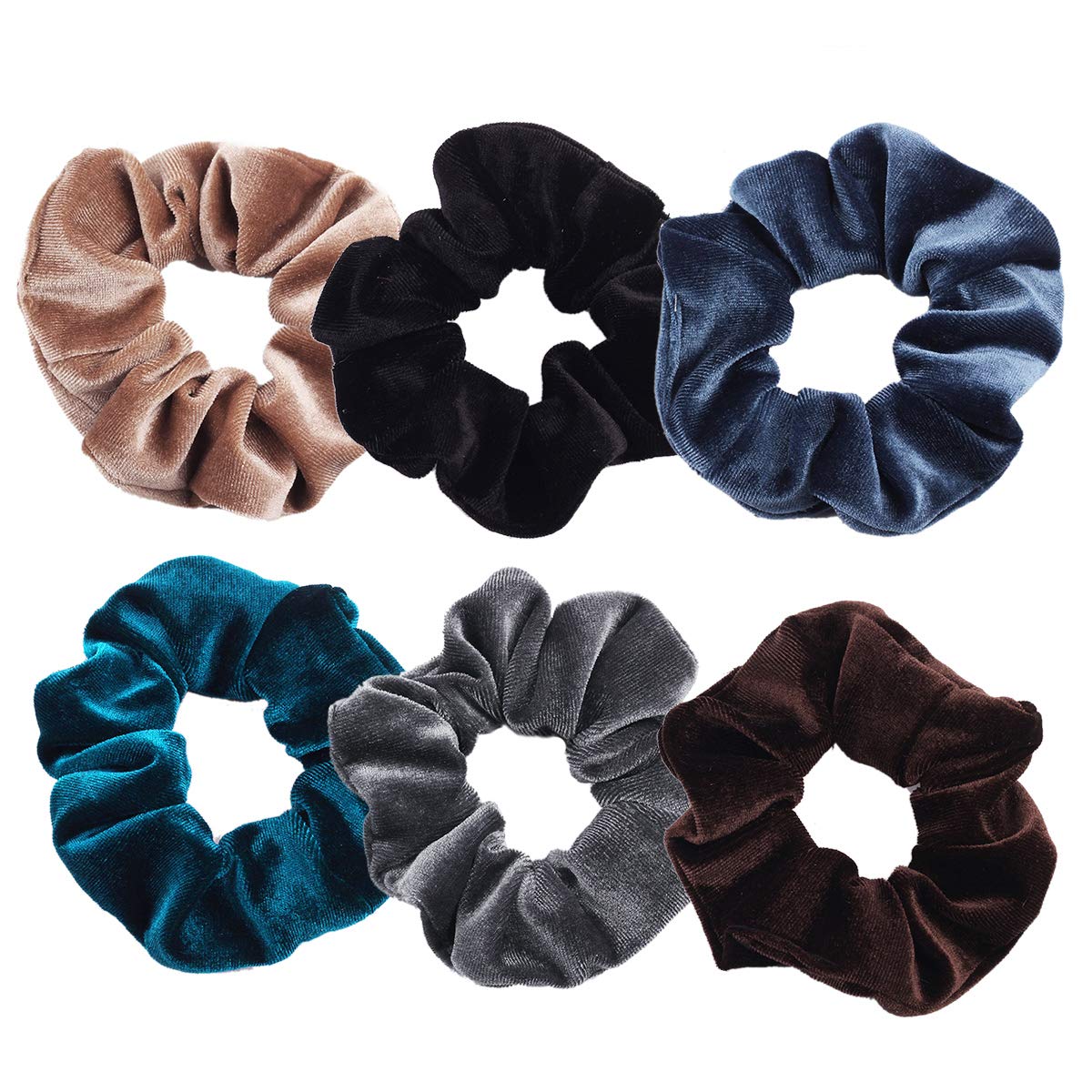 PLESIU 6 Pack Velvet Hair Scrunchies - Soft Elastic Hair Bands for Women & Girls - Perfect for Workouts, Yoga, and Everyday Hair Accessories