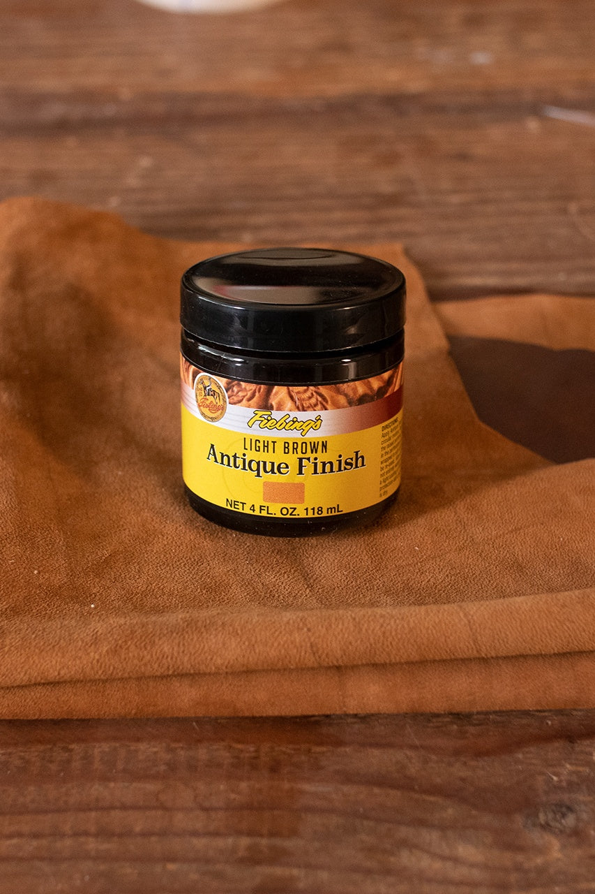 Fiebing's Antique Leather Finish 4 oz Light Brown - Leather Dye for Shoes, Bags & Furniture Restoration - Perfect for DIY Leather Crafting & Repair Projects