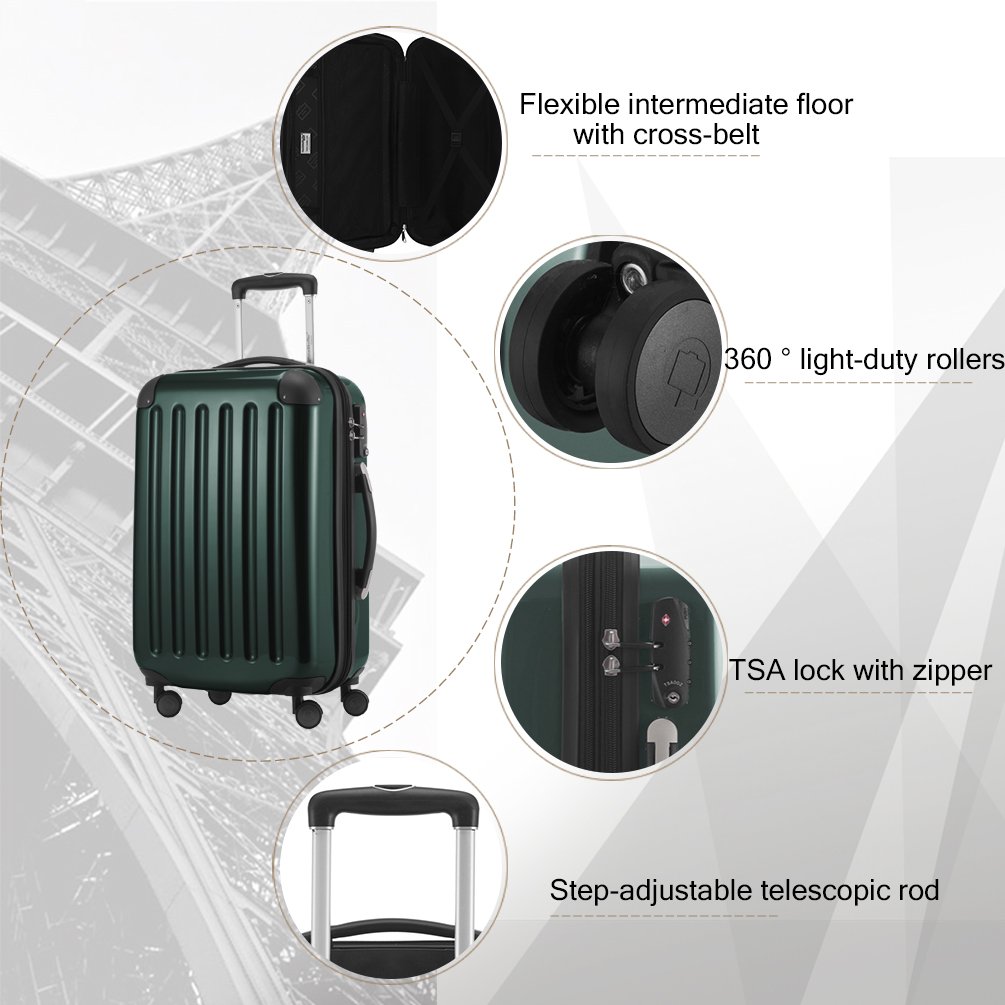 Premium 3-Piece Dark Green Luggage Set - Durable Spinner Suitcases for Travel, Business Trips & Vacations | Lightweight & TSA-Approved
