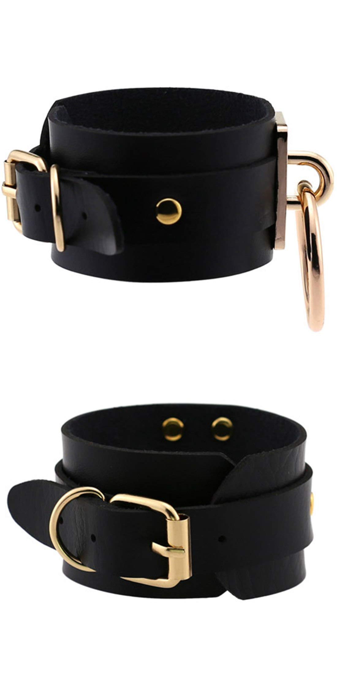 Punk Rock Gothic Bracelet - Adjustable Gold Silver PU Leather Wristband for Men & Women | Perfect for Concerts, Festivals, and Alternative Fashion Outfits