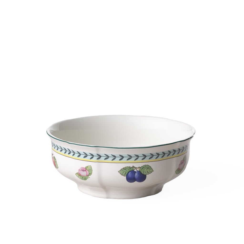 Villeroy & Boch French Garden Fleurence Round Vegetable Serving Bowl - 8.25 Inch Premium Porcelain Dish - White & Multicolor Floral Design - Perfect for Salads, Side Dishes & Table Decor