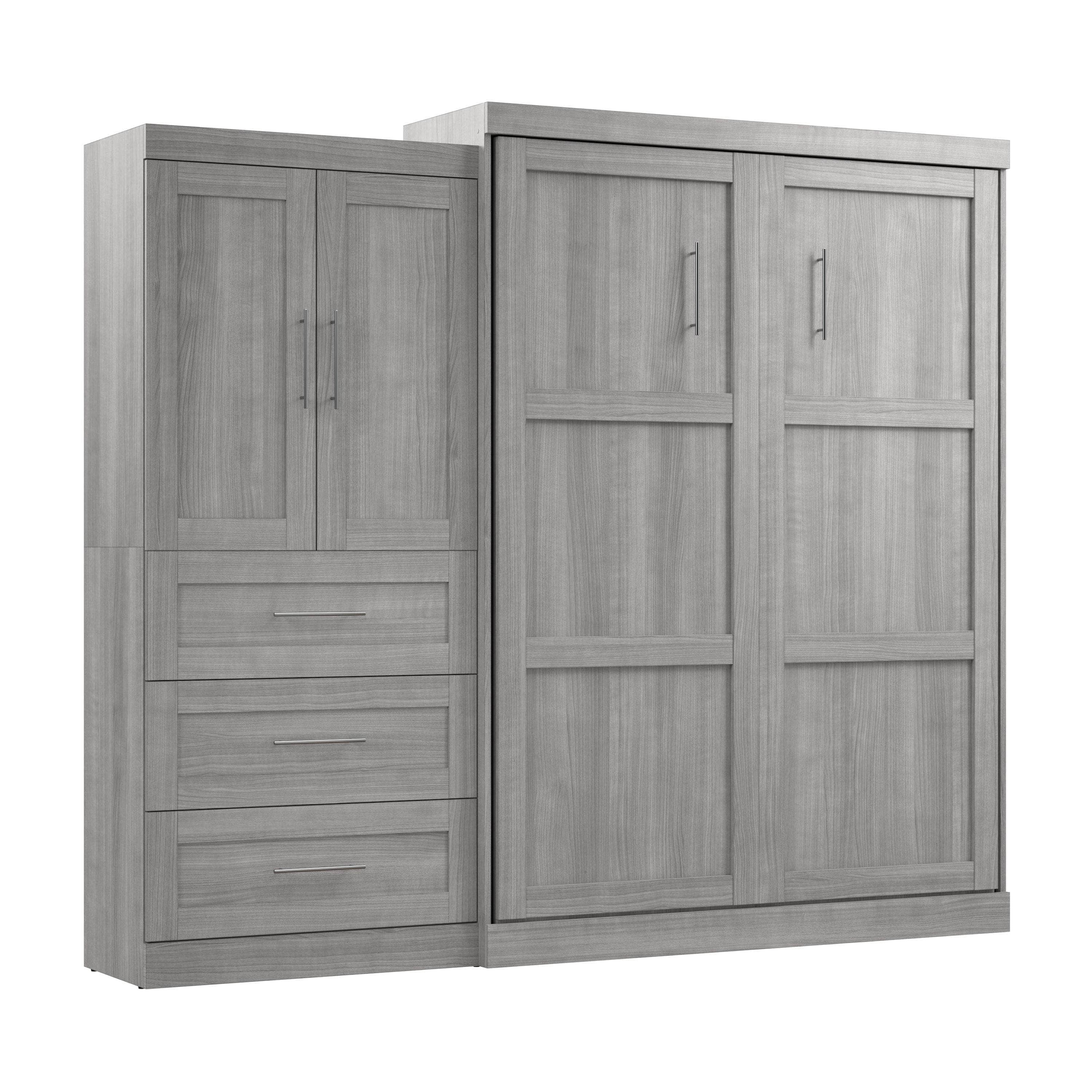 Pur Queen Murphy Wall Bed with Storage Drawers (101 Inch) - 4 Color Options | Space-Saving Wall Bed for Small Apartments, Guest Rooms & Home Offices