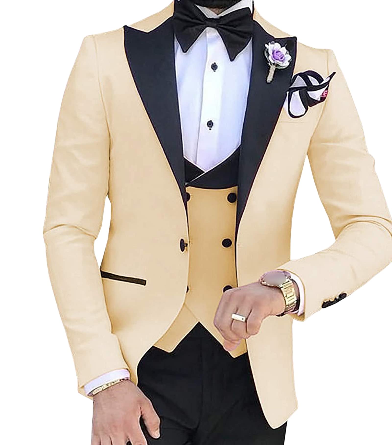 Men's 3-Piece Tuxedo Suit for Wedding, Prom & Dinner - Plus Size Business Casual Blazer with One Button - Perfect for Formal Events, Evening Parties & Special Occasions