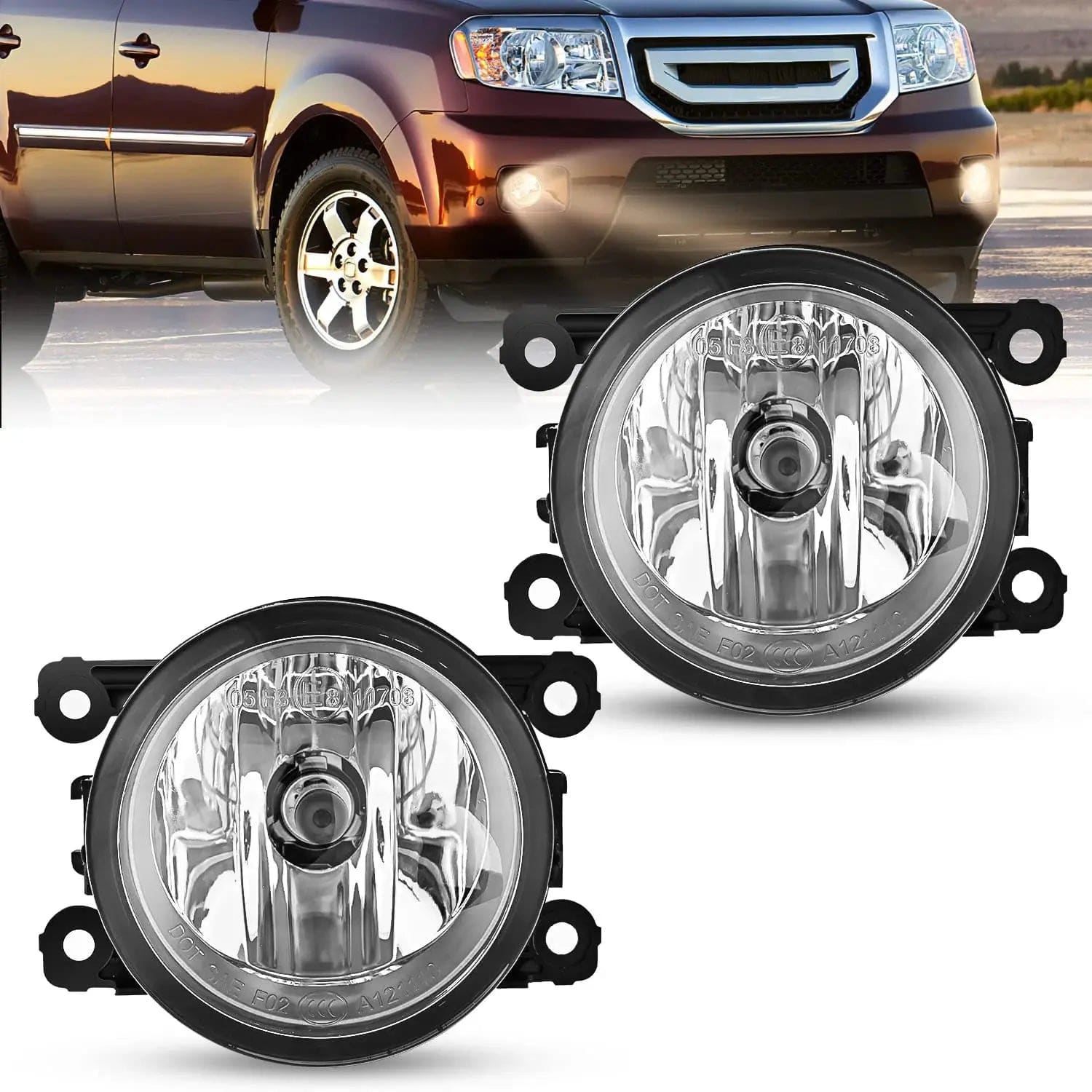 2005-2016 Ford Lincoln Honda Acura Nissan Subaru Suzuki Fog Light Assembly Replacement - Perfect for Night Driving & Bad Weather Visibility