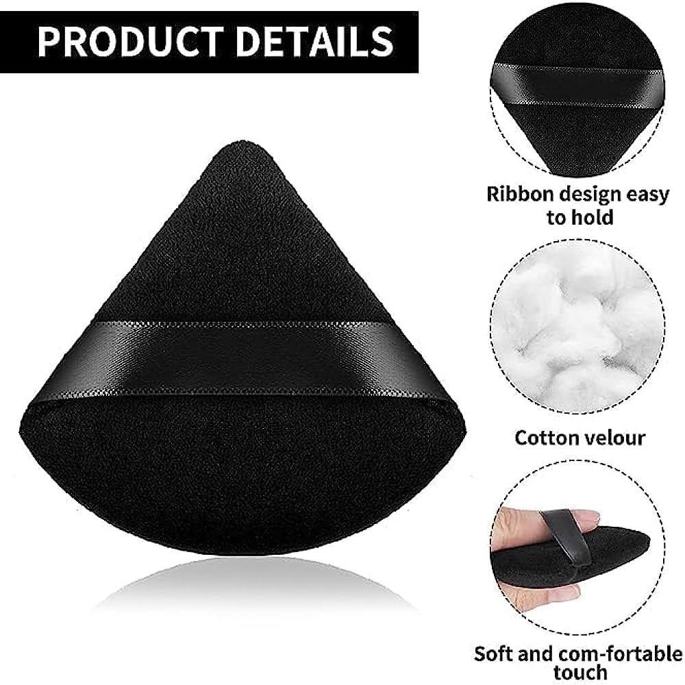 Beautiflame Round & Triangle Makeup Remover Pads - Soft Reusable Face Cleansing Sponges for Loose Powder, Foundation & Cosmetic Removal (2-Piece Set) | Perfect for Travel, Daily Makeup Routine & Professional Makeup Artists