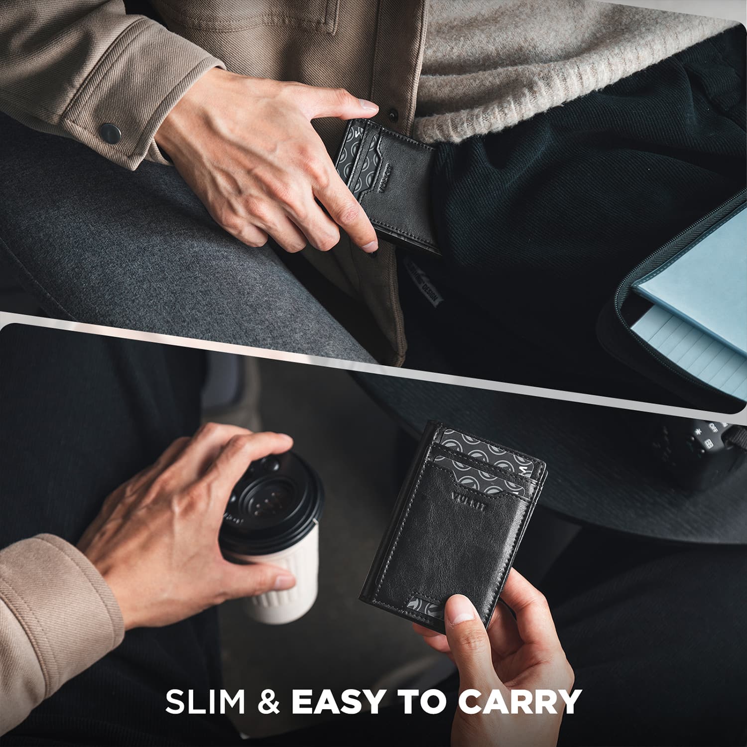 Premium Slim RFID Blocking Leather Credit Card Holder - 10 Card Slots with Money Band - Compact & Secure Wallet for Travel, Business & Everyday Use