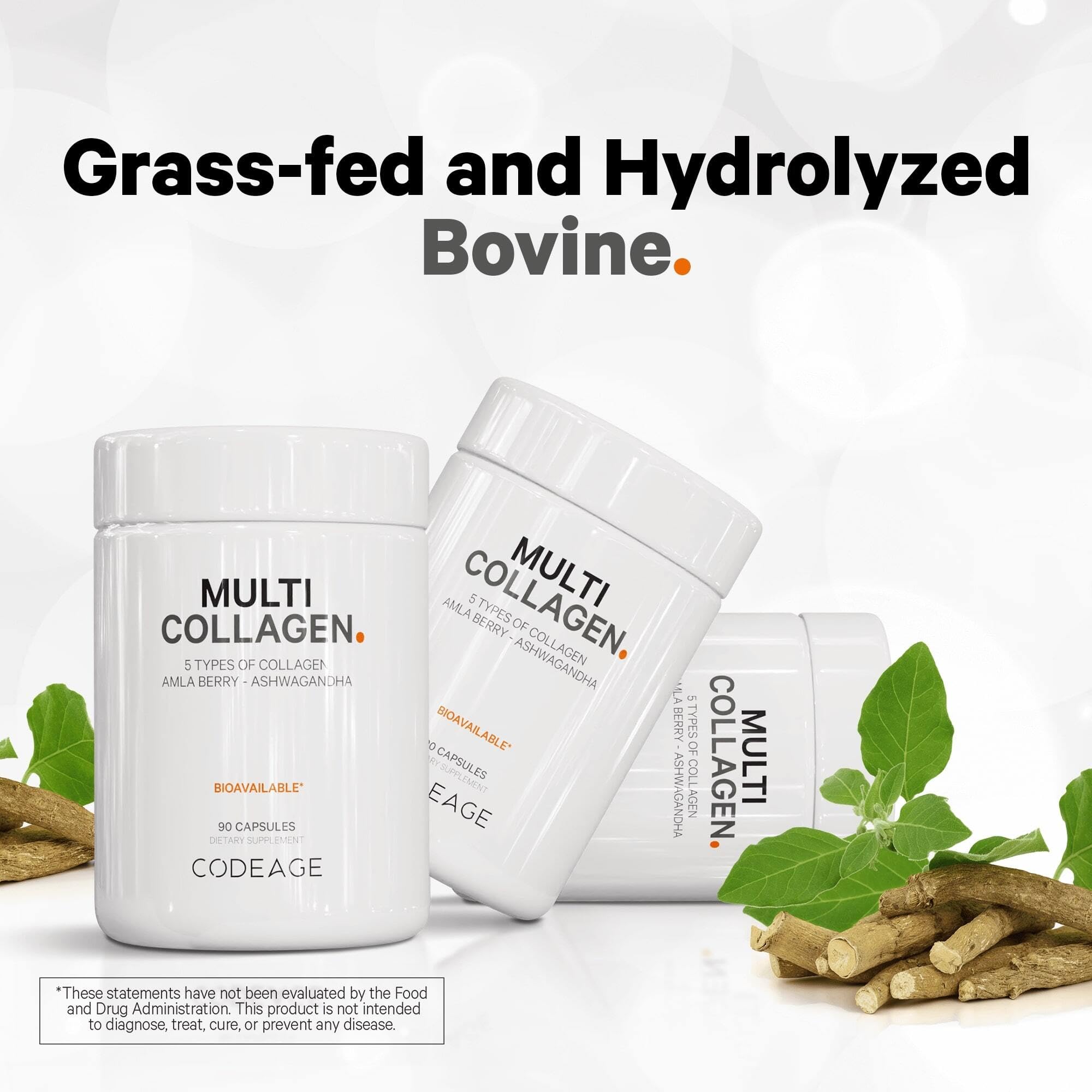 Codeage Multi Collagen Protein Supplement Bundle - Hydrolyzed Collagen Peptides Powder (20oz) & Capsules (90 Count) with Types I, II, III, V & X for Skin, Hair, Joint & Gut Health | Perfect for Smoothies, Coffee & Daily Wellness Routine