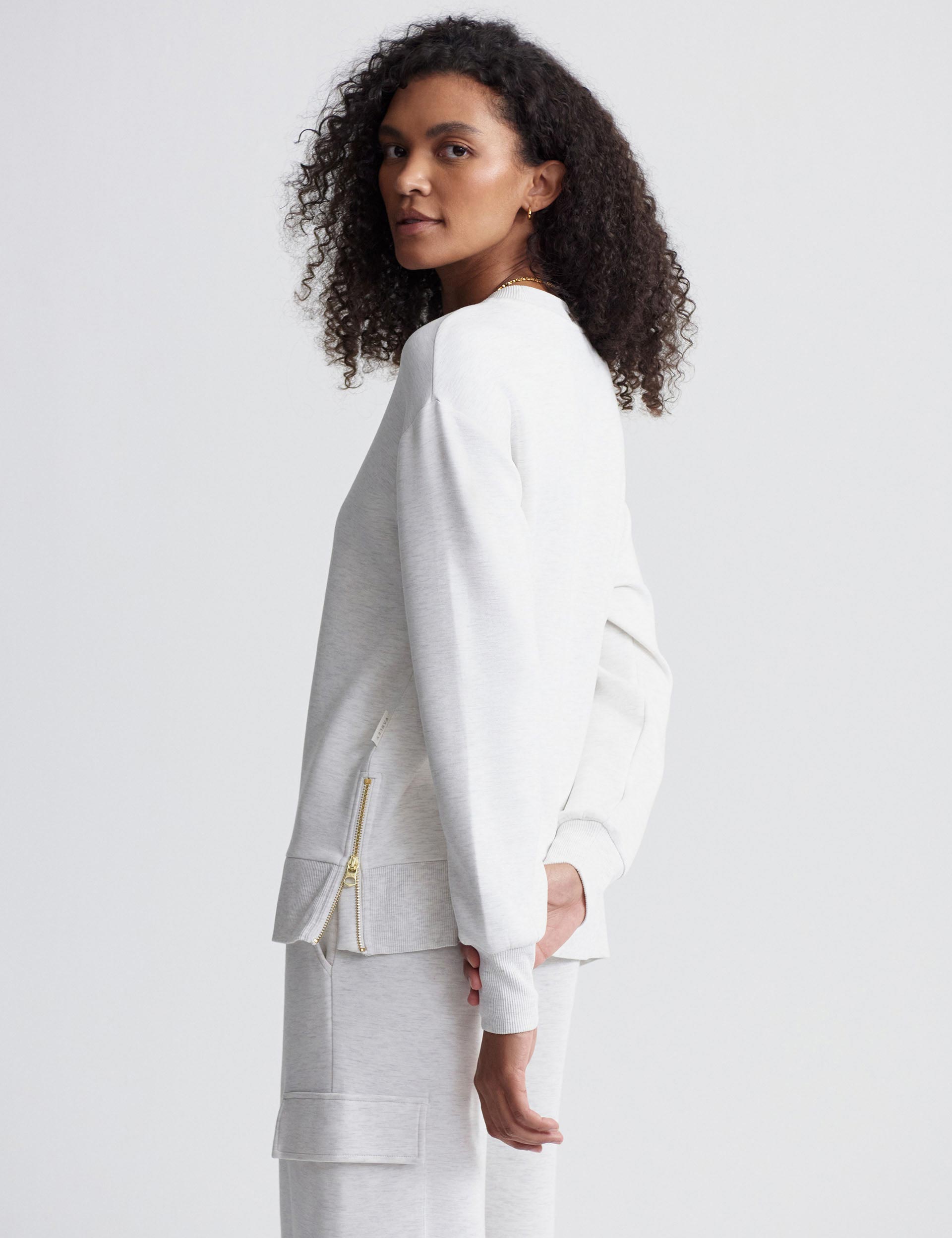 Gabriella Sweat Ivory Marl Women's Casual Pullover Sweatshirt - Soft & Comfortable for Everyday Wear, Lounge & Outings