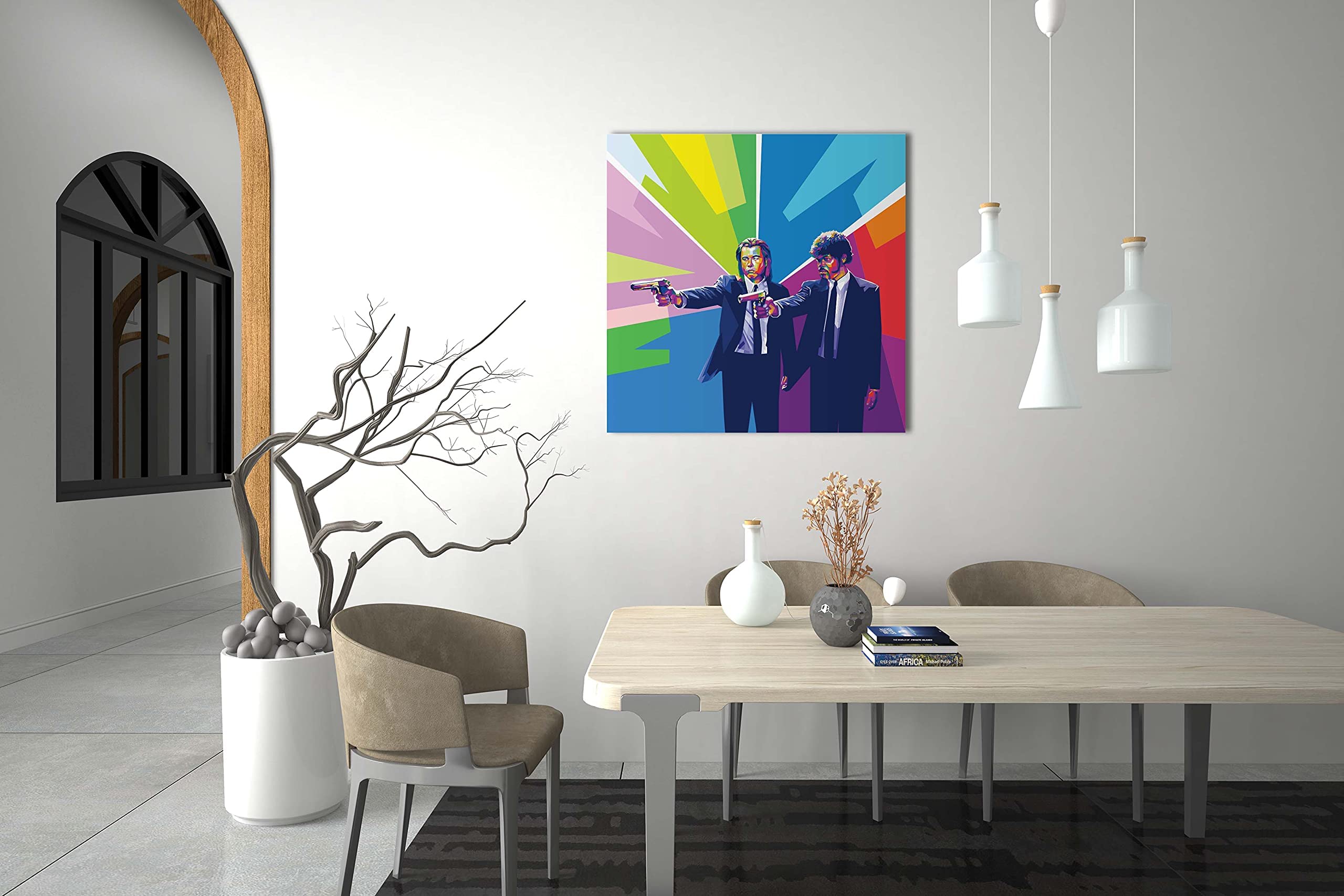 Pulp Fiction Pop Art Canvas - Framed Wall Decor (16x16in) for Living Room