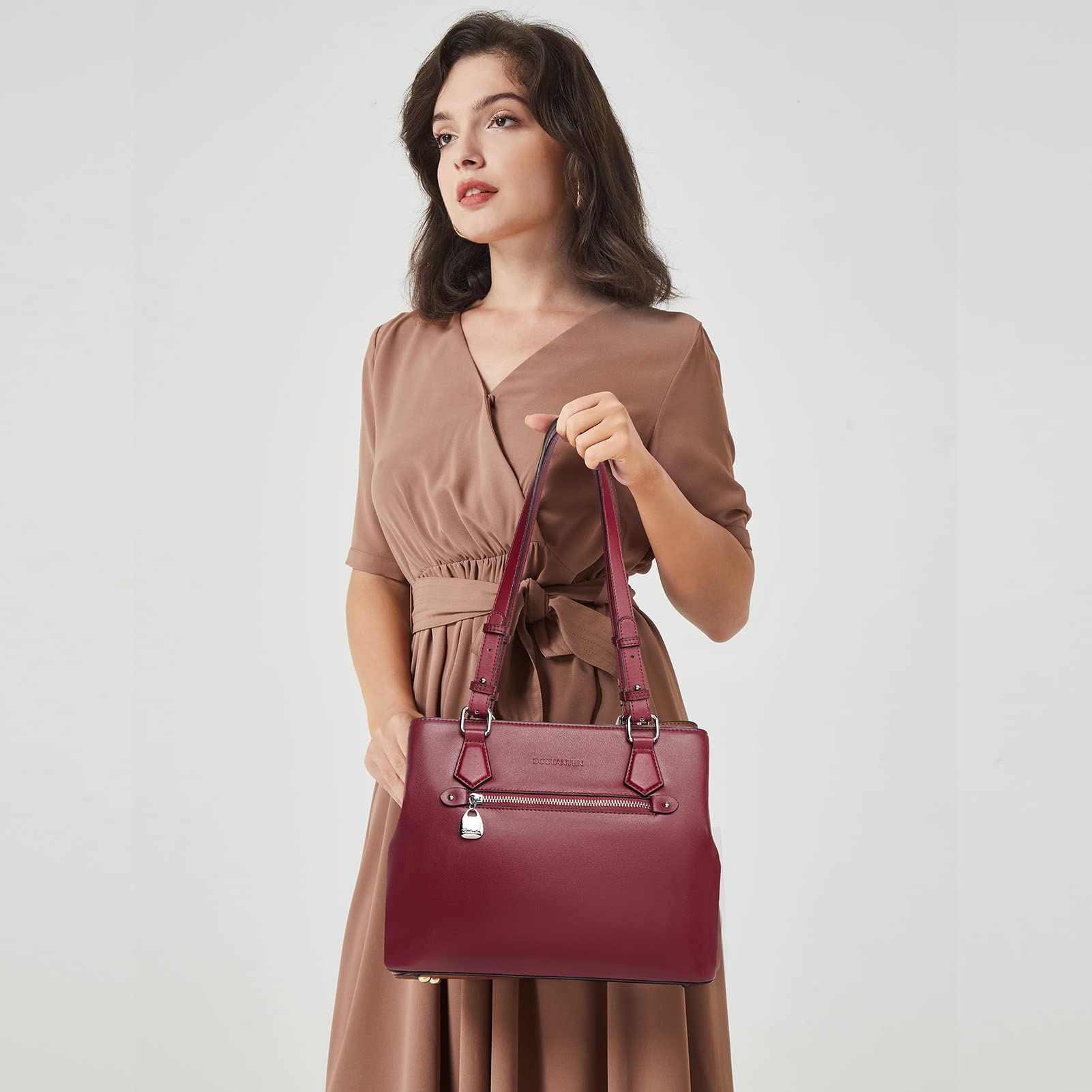 BOSTANTEN Women's Leather Handbag - Soft Designer Top Handle Shoulder Purse for Work, Travel & Everyday Use