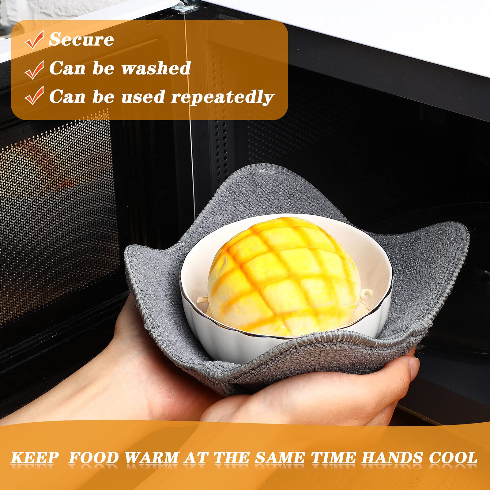 8-Piece Microwave Safe Bowl Holders Set - Heat Resistant Pot Holders for Hot Soup, Food & Meals (Grey) - Ideal for Kitchen, Dining & Serving Dishes Safely