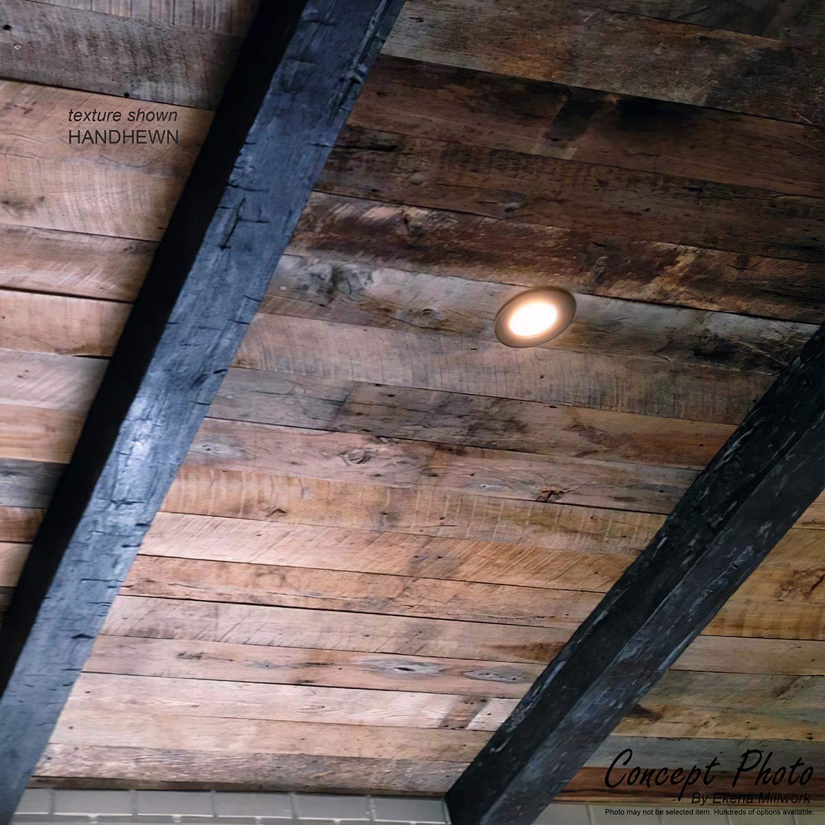 Ekena Millwork BMKP3C0040X040X096ZD 3-Sided U-Shaped Knotty Pine Endurathane Faux Wood Ceiling Beam - 4
