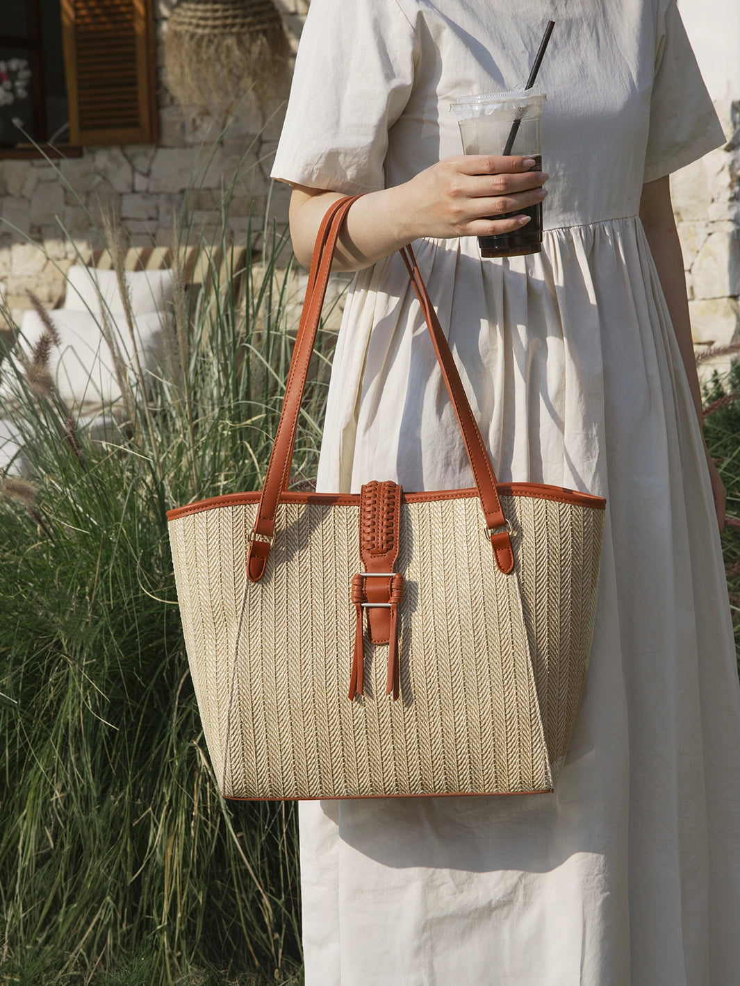 Stylish Marina Raffia Straw Tote Bag for Women - Eco-Friendly Beach Bag, Summer Shopping & Travel Accessory - Perfect for Pool Parties, Vacations & Daily Use