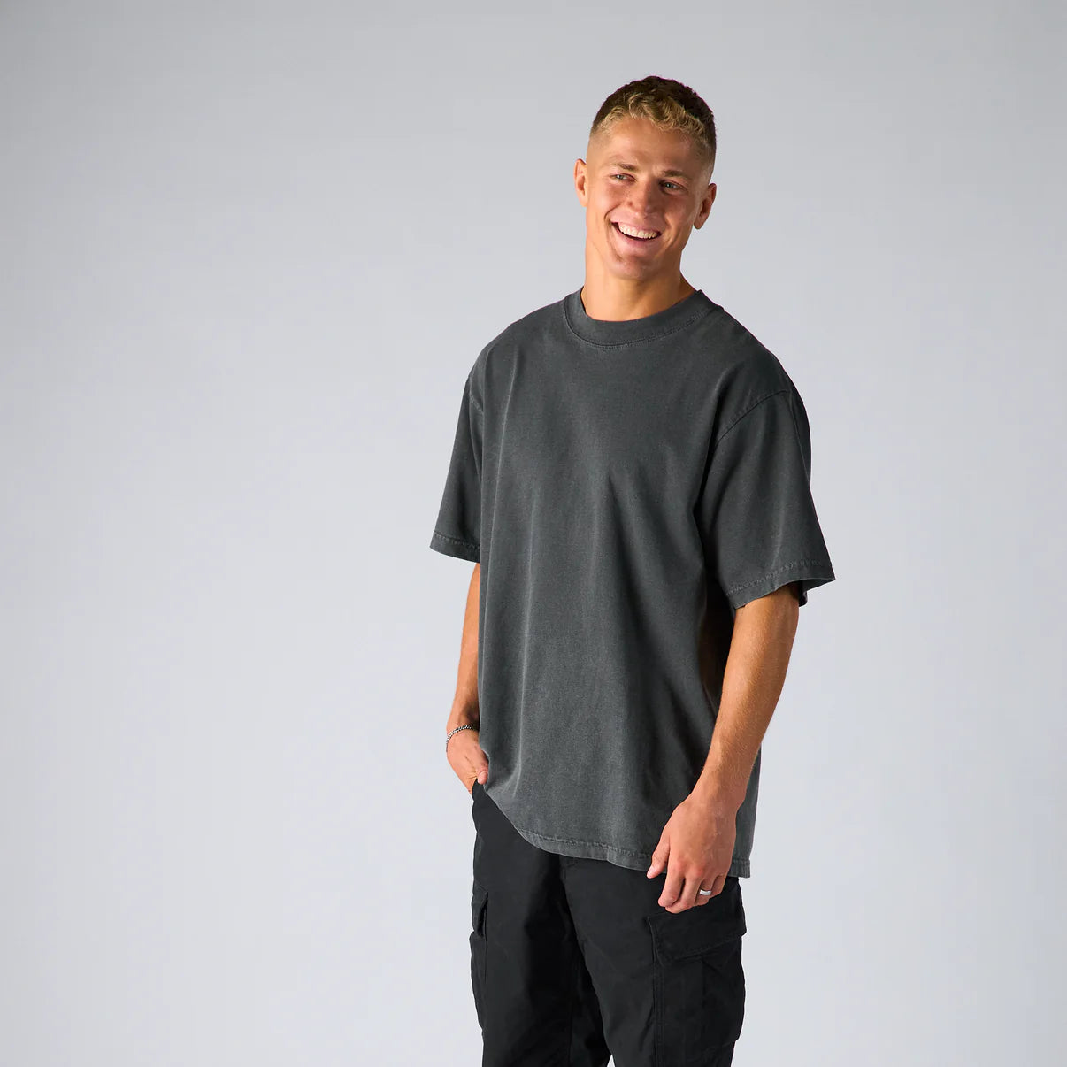 Shaka Wear Max Heavyweight Garment Dye Iron Grey T-Shirt - Premium Cotton Streetwear for Men | Perfect for Casual Wear, Gym & Urban Fashion