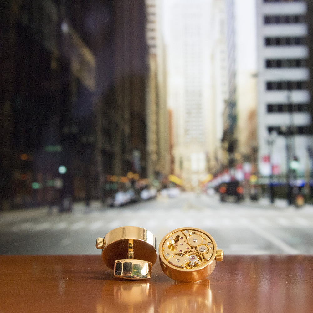 KingCuffs Premium Round Watch Movement Cufflinks for Men - Elegant Dress Accessories for Weddings, Business & Formal Events