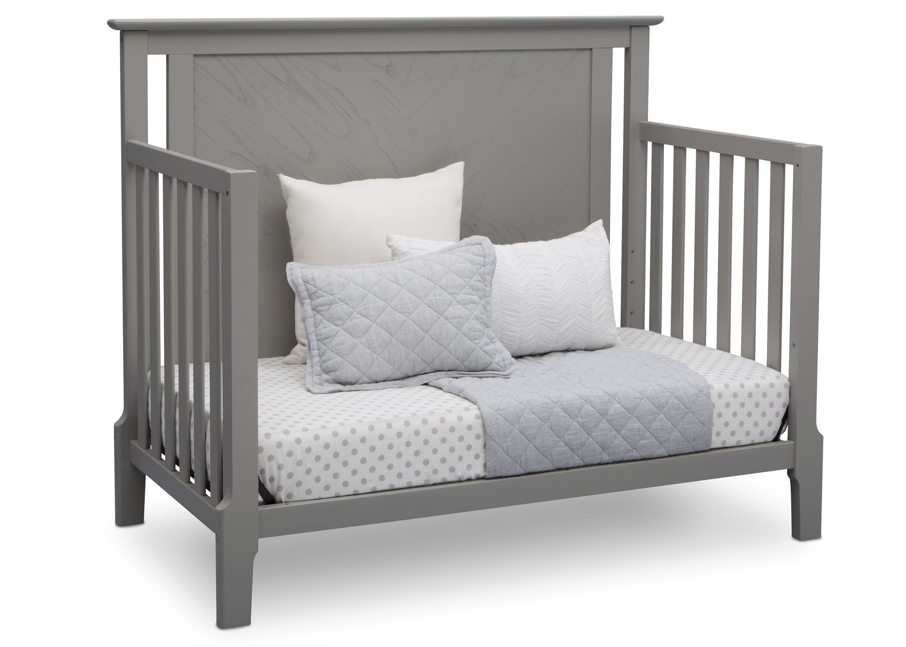 Mid Century Modern 4-in-1 Convertible Baby Crib - Toddler Bed, Daybed & Full Size Bed - Nursery Furniture for Boys & Girls - Perfect for Small Spaces & Modern Homes