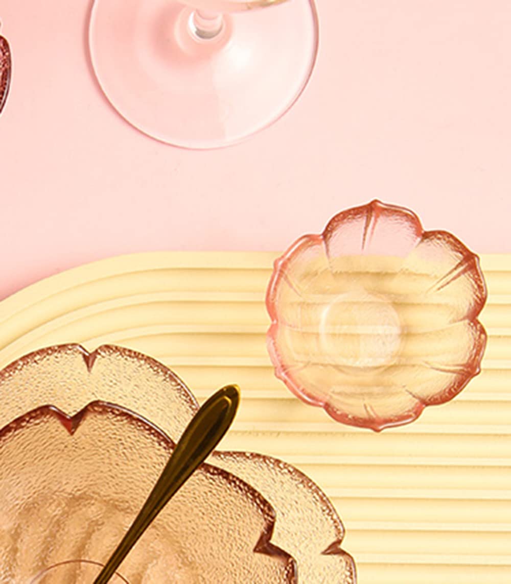 4pcs Glass Flower-Shaped Appetizer Plates - Elegant Small Serving Dishes for Dips, Sauces, Seasonings & Side Dishes - Perfect for Parties, Weddings, Tea Time & Home Decor